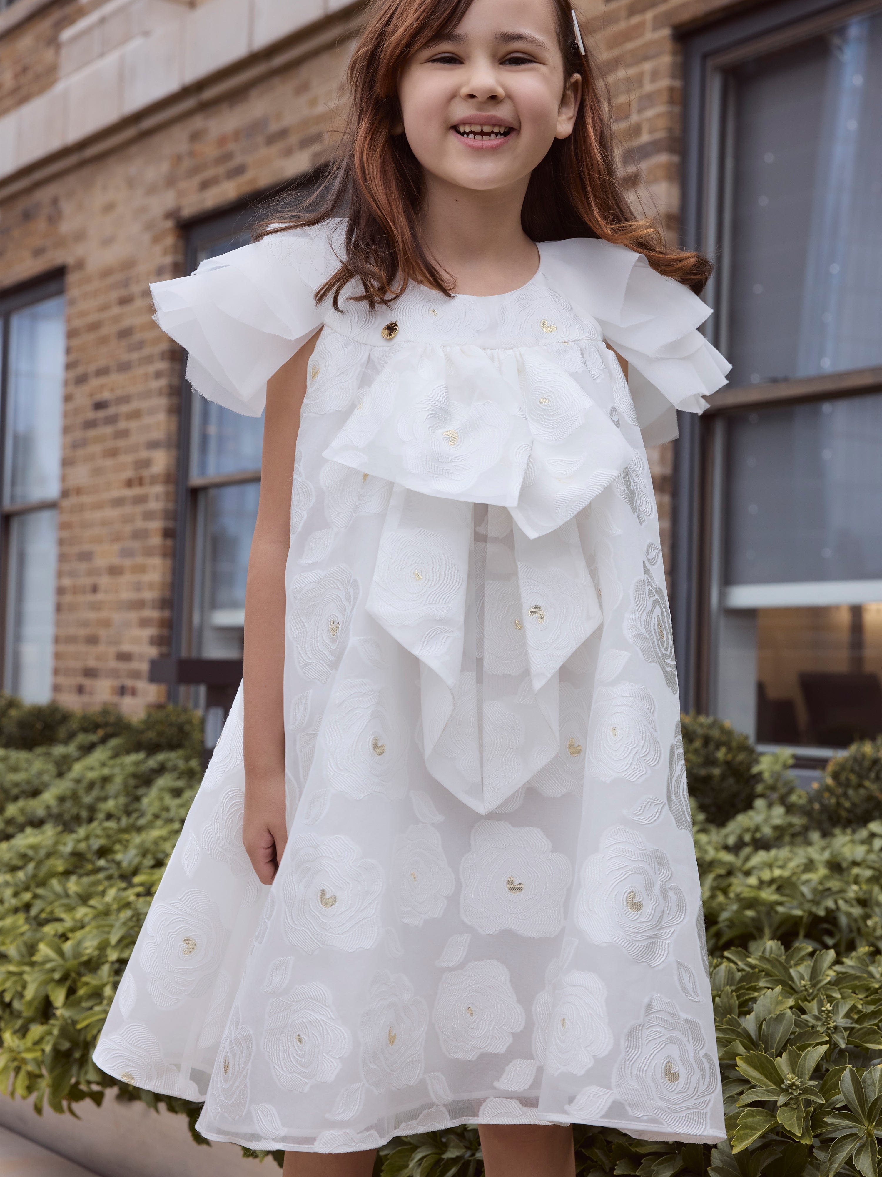 BCBG Girls Floaty Organza Floral Dress in White | Childsplay Clothing