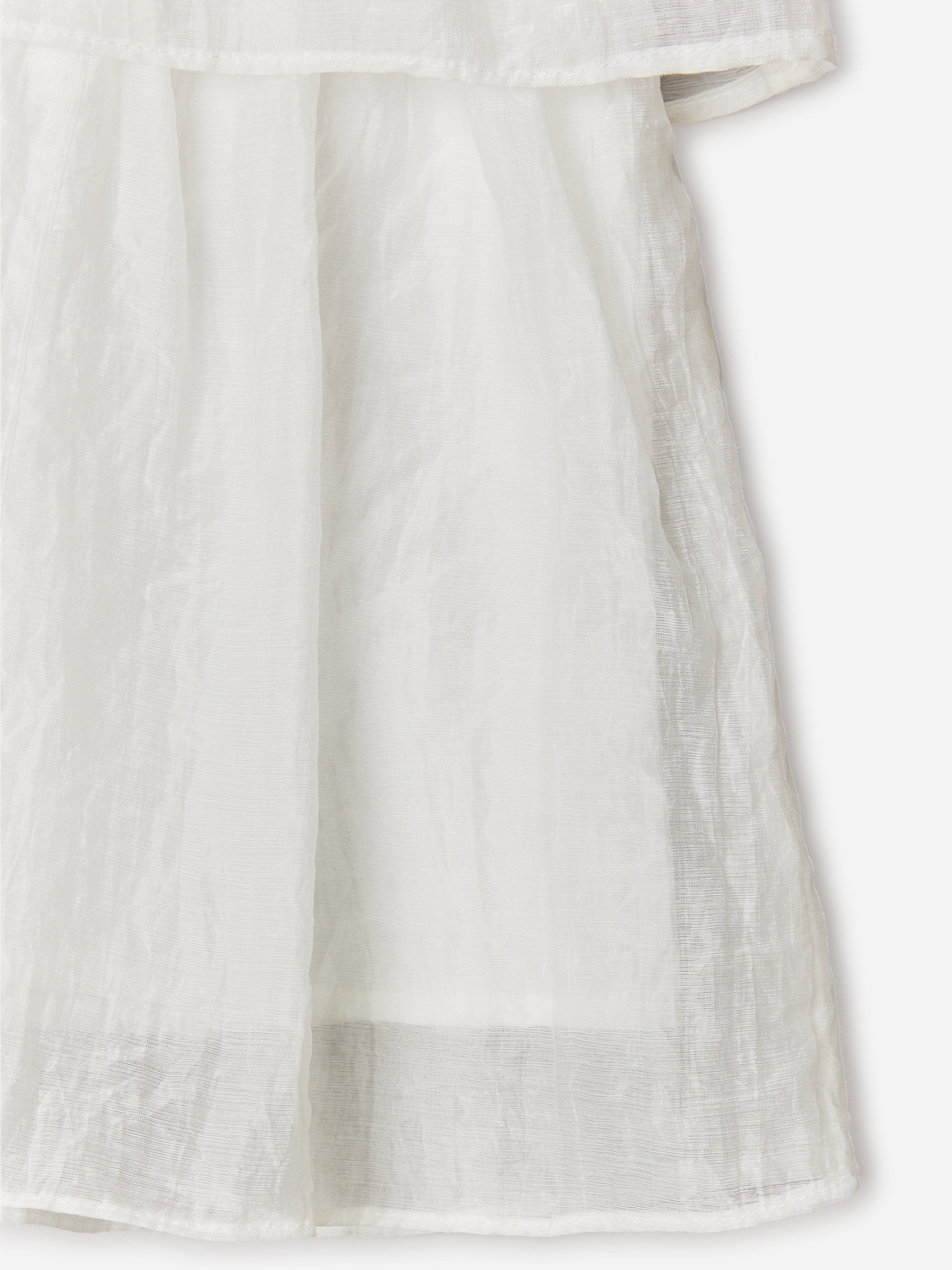 BCBGMAXAZRIA Girls Shimmer Ruffle Dress with 3D Flower in White |  Childsplay Clothing