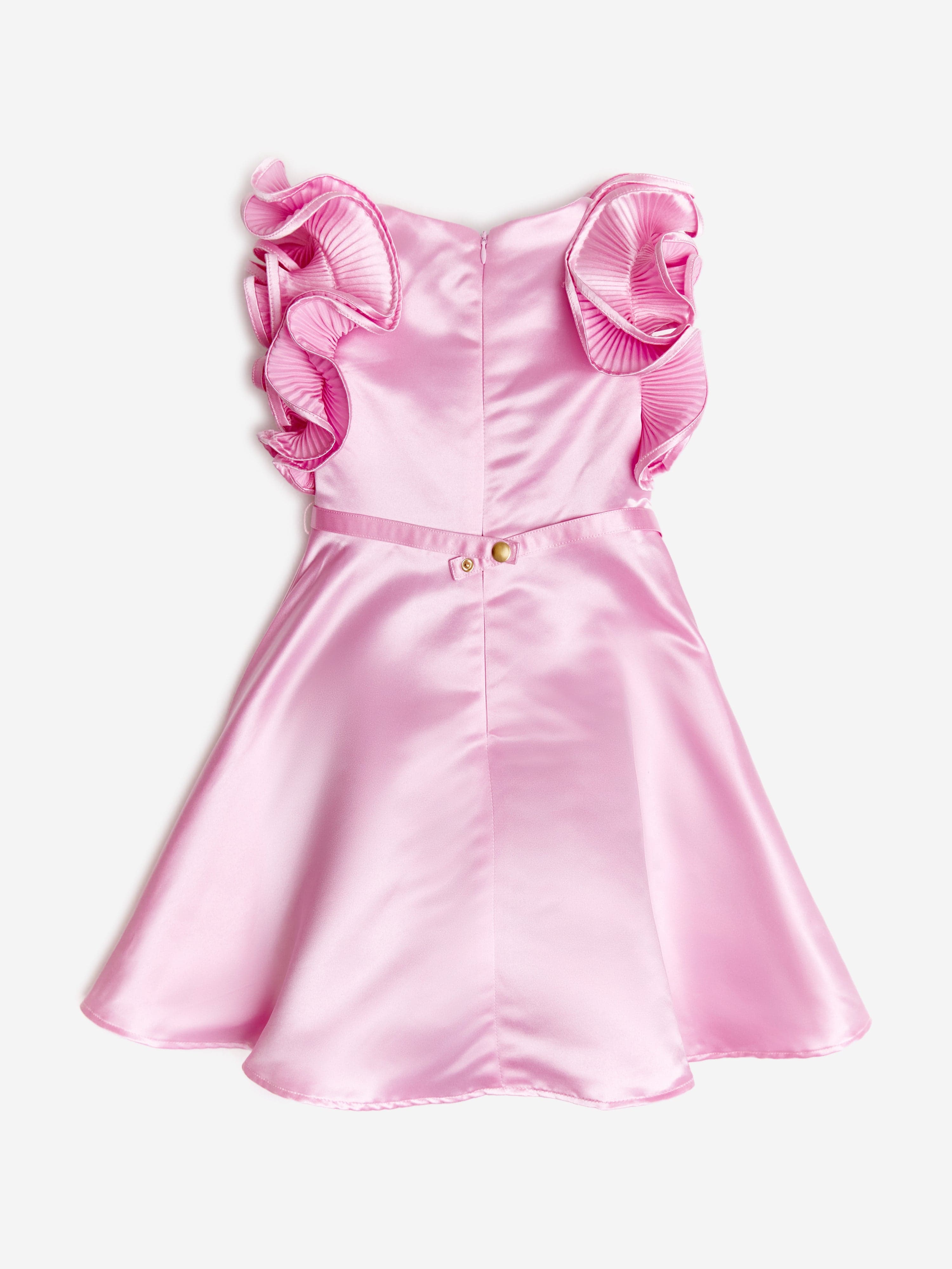 BCBGMAXAZRIA Girls Shimmer Ruffle Dress in Pink