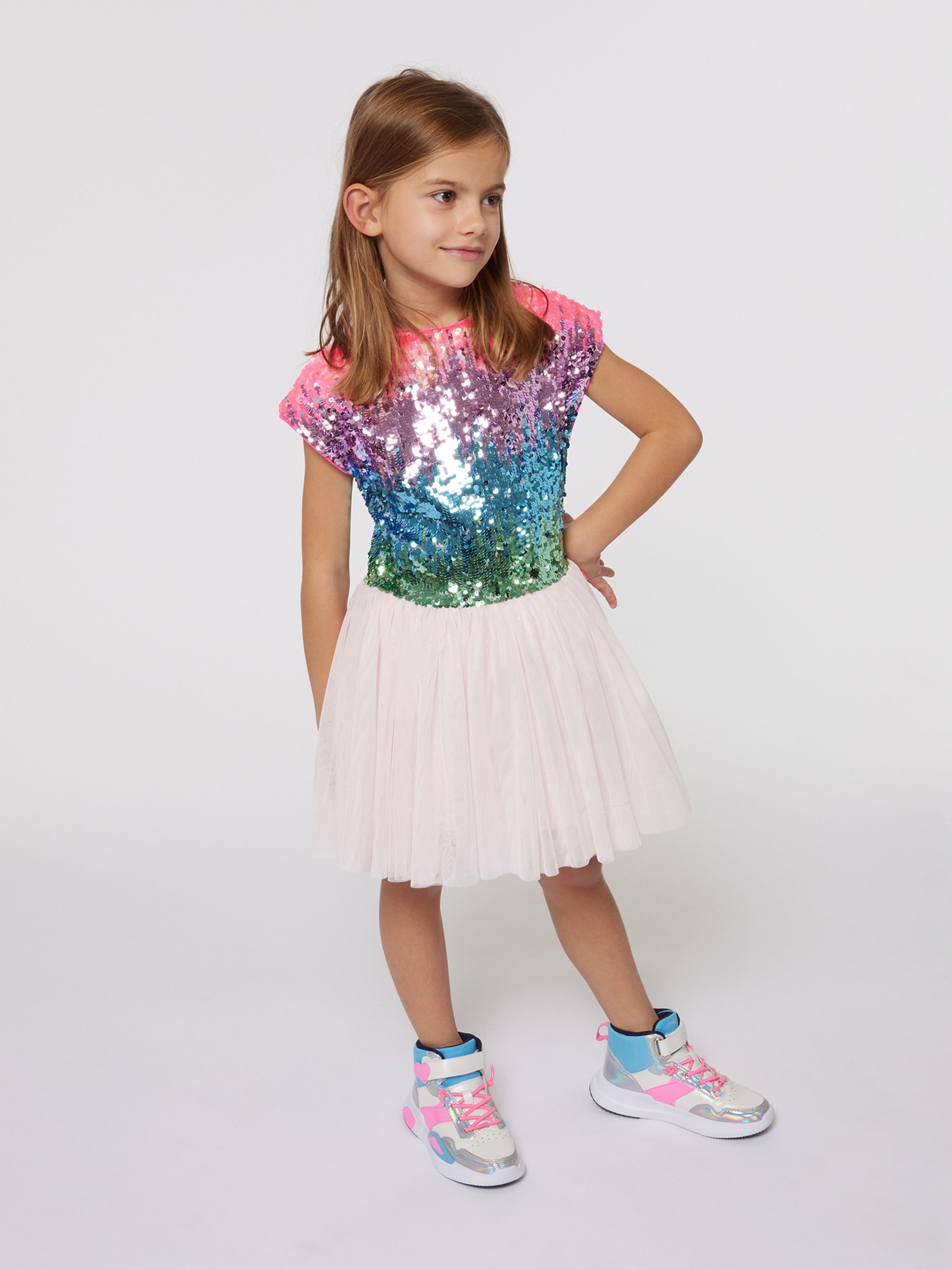 Billieblush Girls Sequin And Mesh Occasion Dress in Pink | Childsplay  Clothing