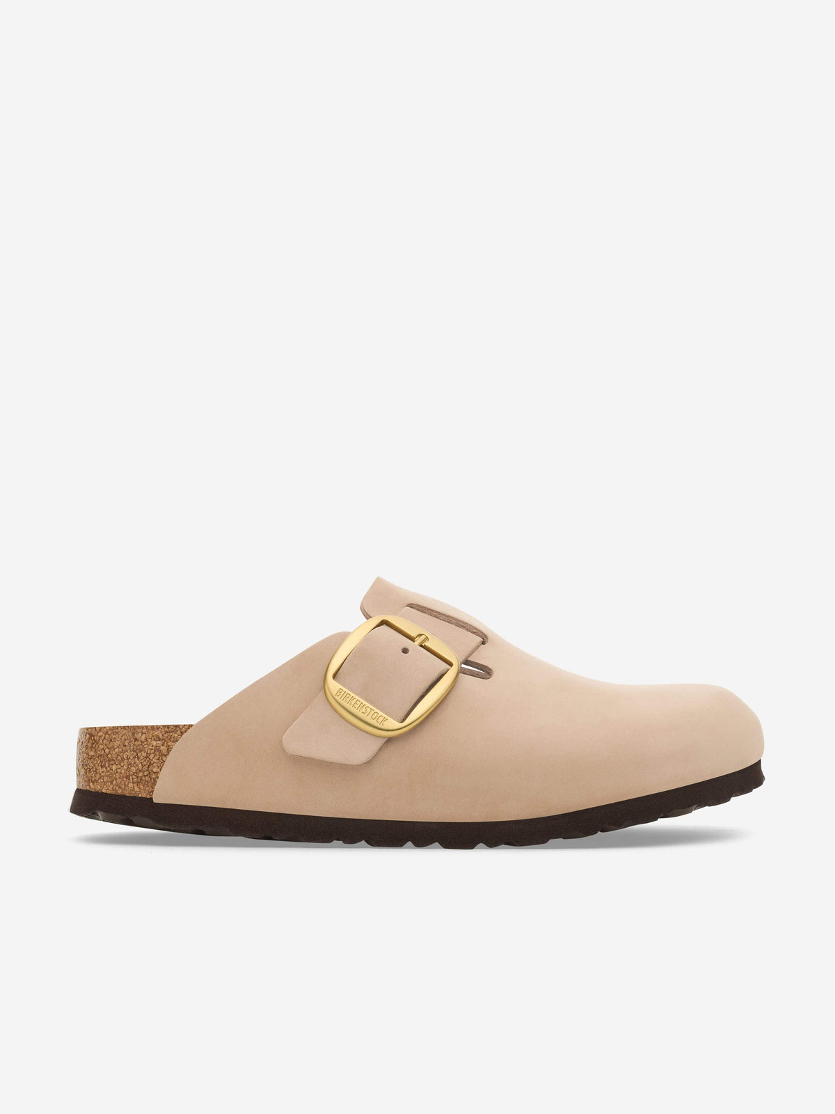 Birkenstock Beige Clog Sandals Birkenstock Beige Logo Suede Leather Clog | Junior Couture USA main image 2