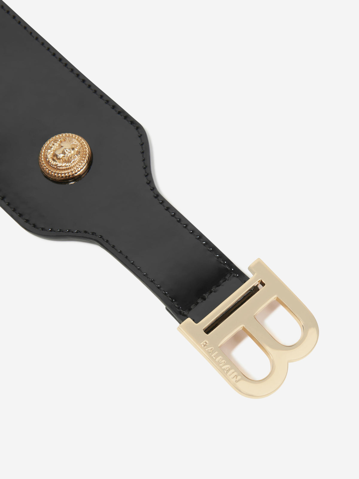 Balmain Girls Varnished Leather Belt in Black display picture 2