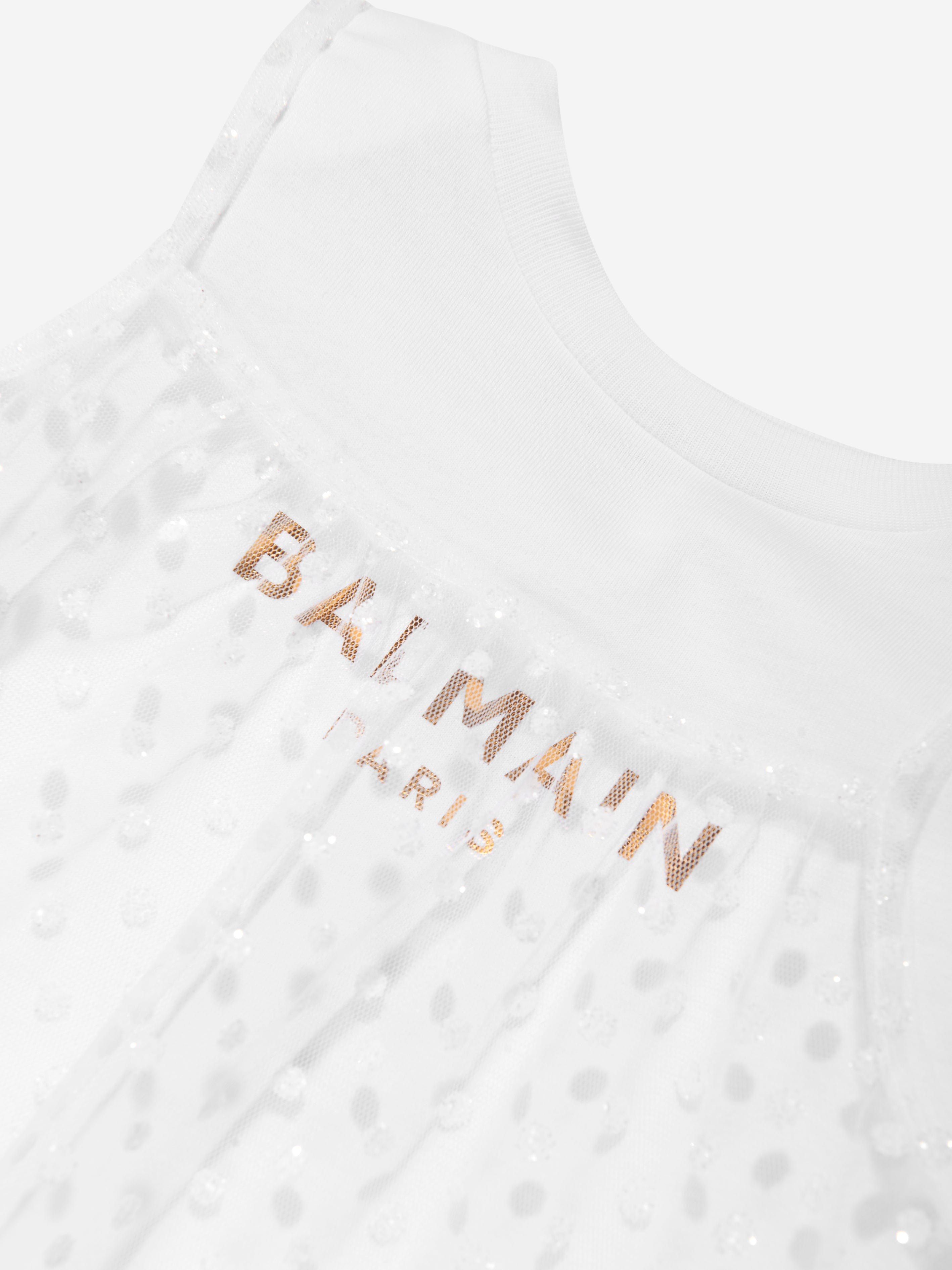 Balmain Girls 2 in 1 Dress in White 13 Yrs