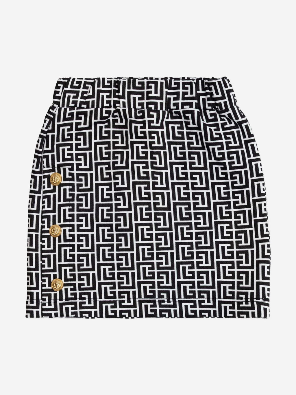 Balmain Girls Monogram Logo Skirt in Black