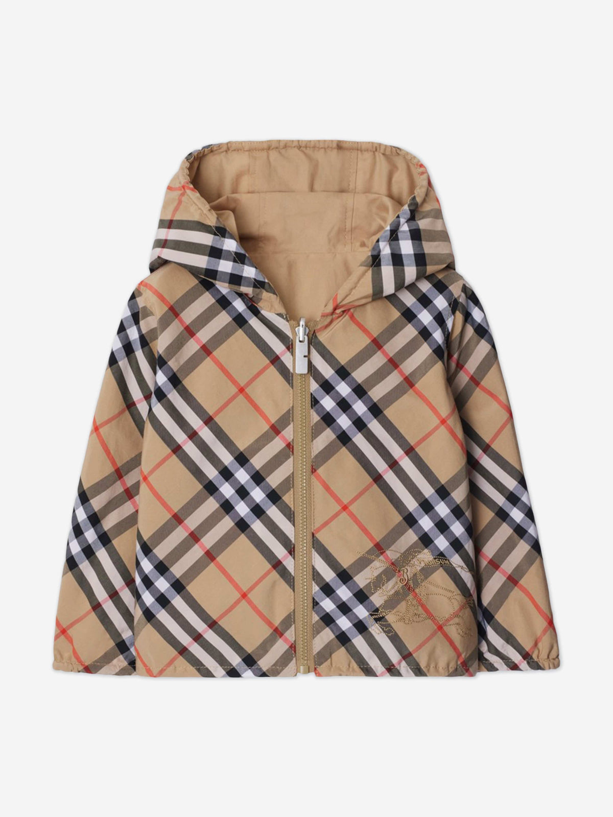 Burberry Baby Boys Mini Rufus Check Reversible Jacket in Beige 