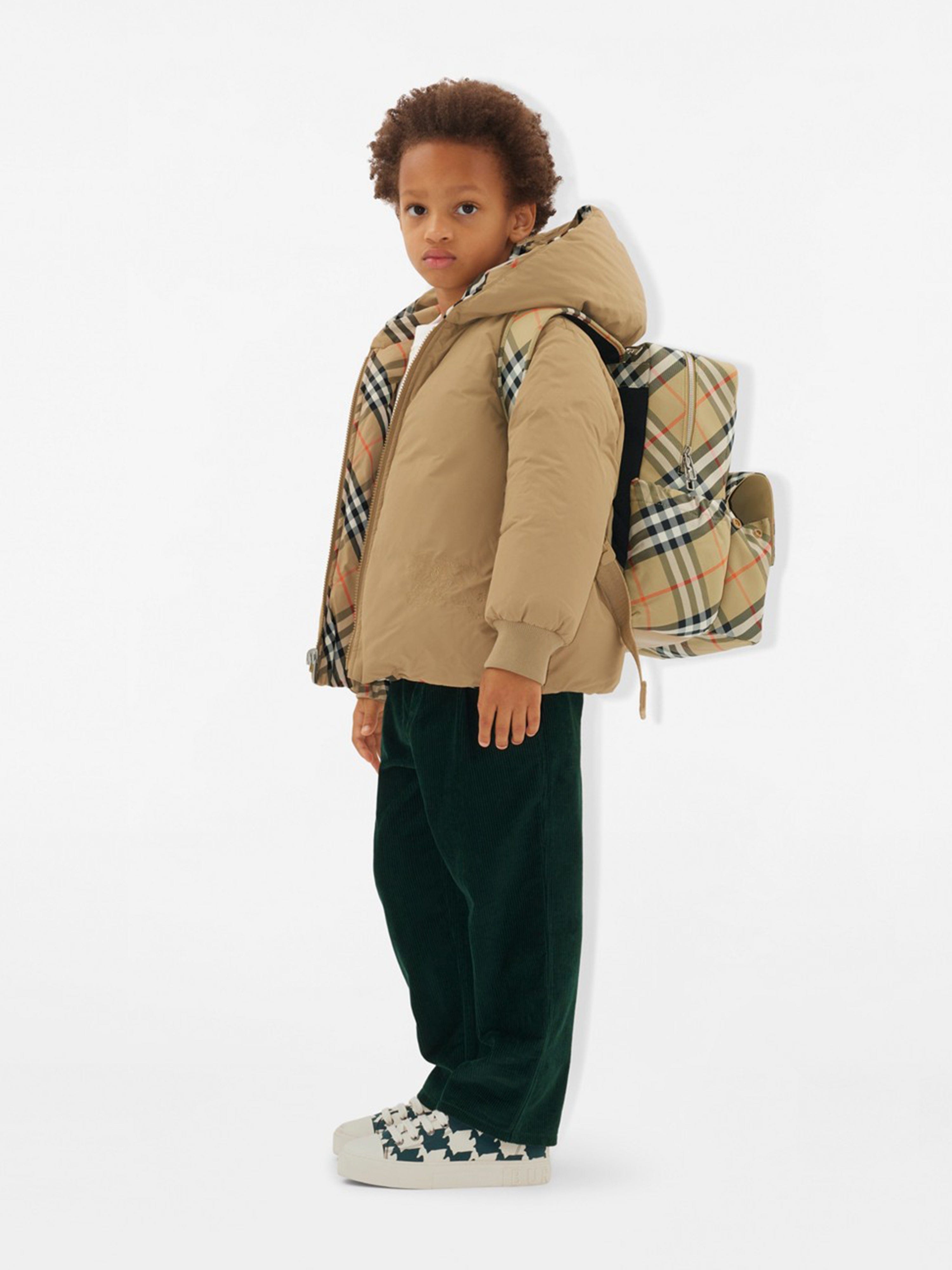 Burberry Kids Check Backpack in Beige (33cm)