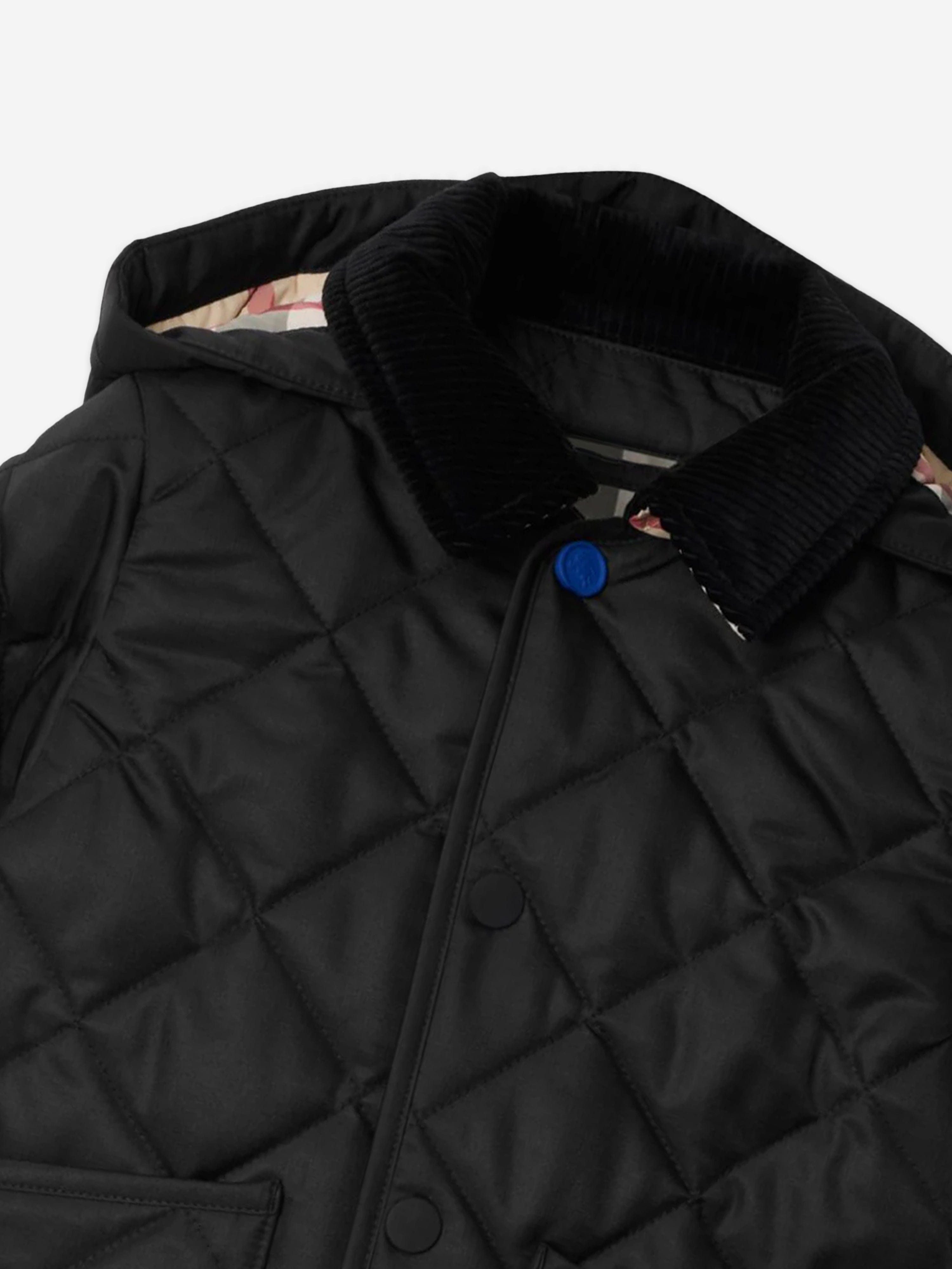 Burberry Baby Boys Mini Rowan Quilted Jacket in Black | Childsplay
