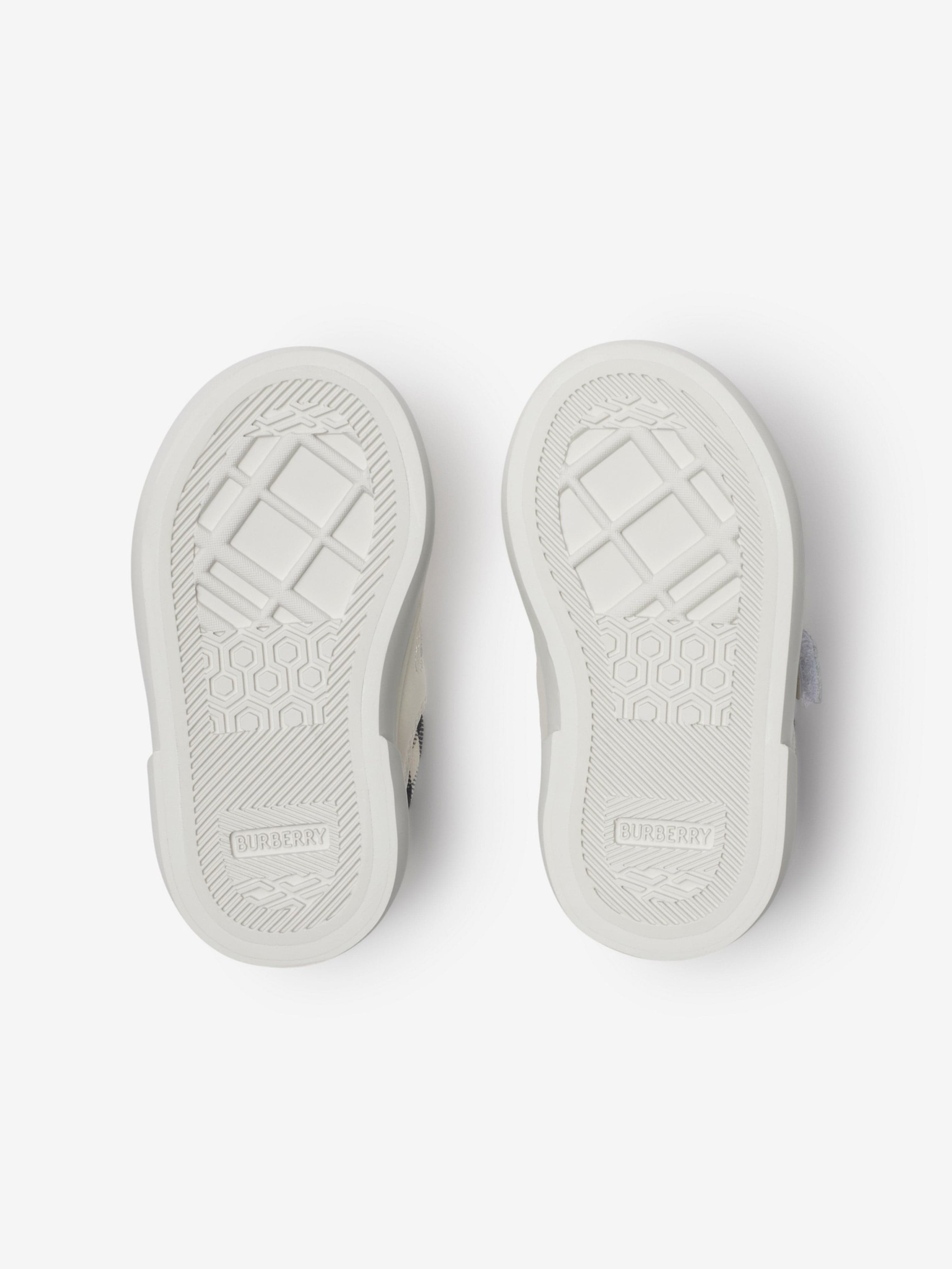 Burberry Kids Cotton and Leather Noah Strap Trainers in White