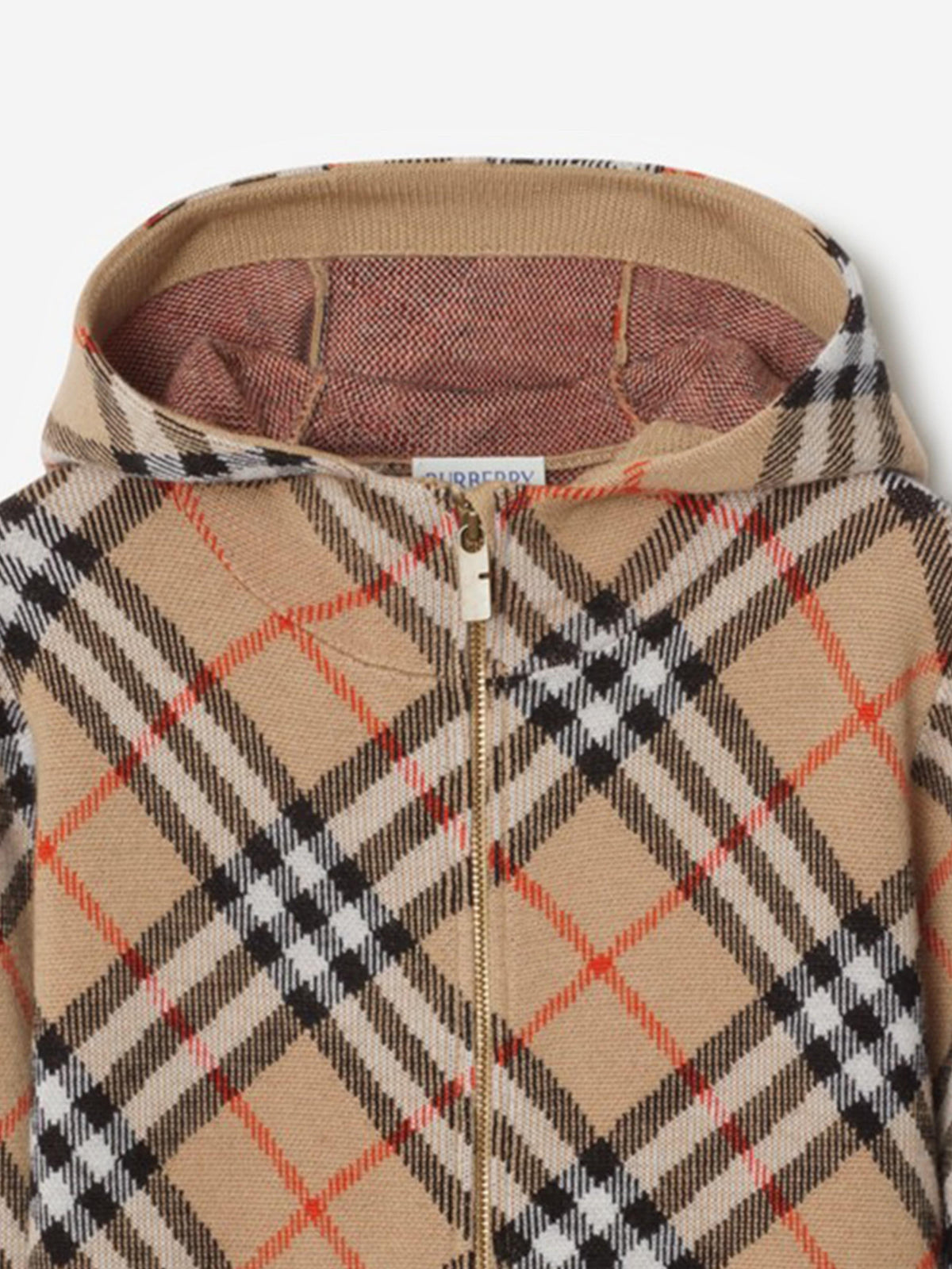 Burberry Boys Jimmy Check Zip Up Top in Beige | Childsplay Clothing