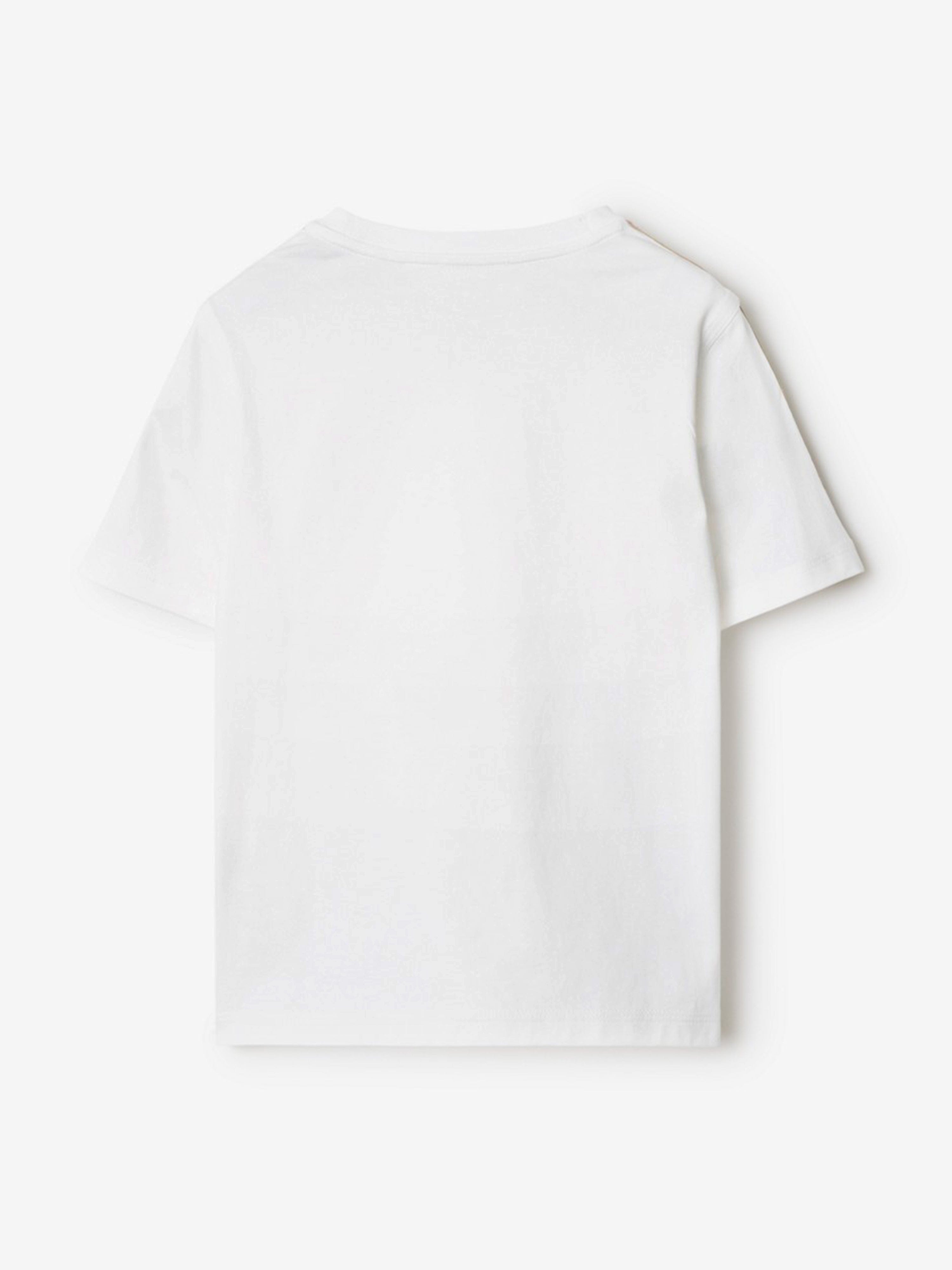 Burberry Girls Cedar Check Tape T-Shirt in White | Childsplay Clothing