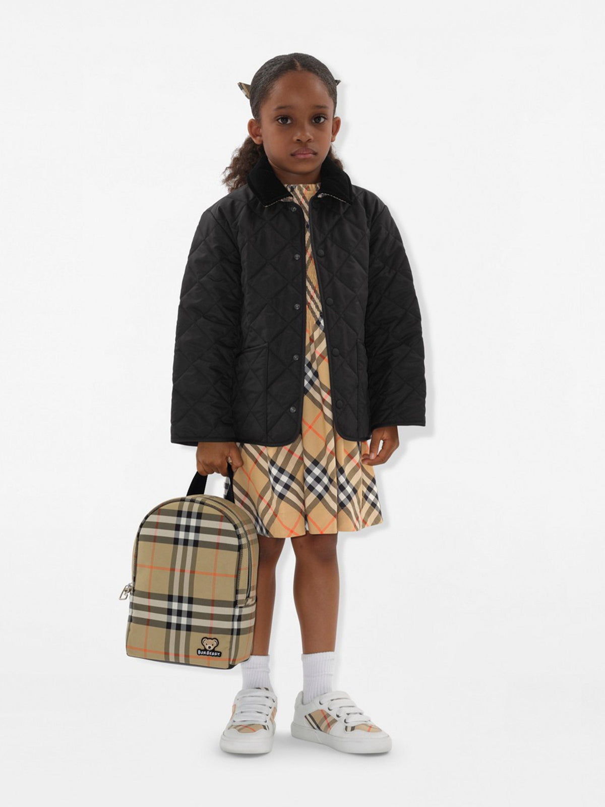Burberry Kids Huey Check Backpack in Beige 27cm | Childsplay Clothing