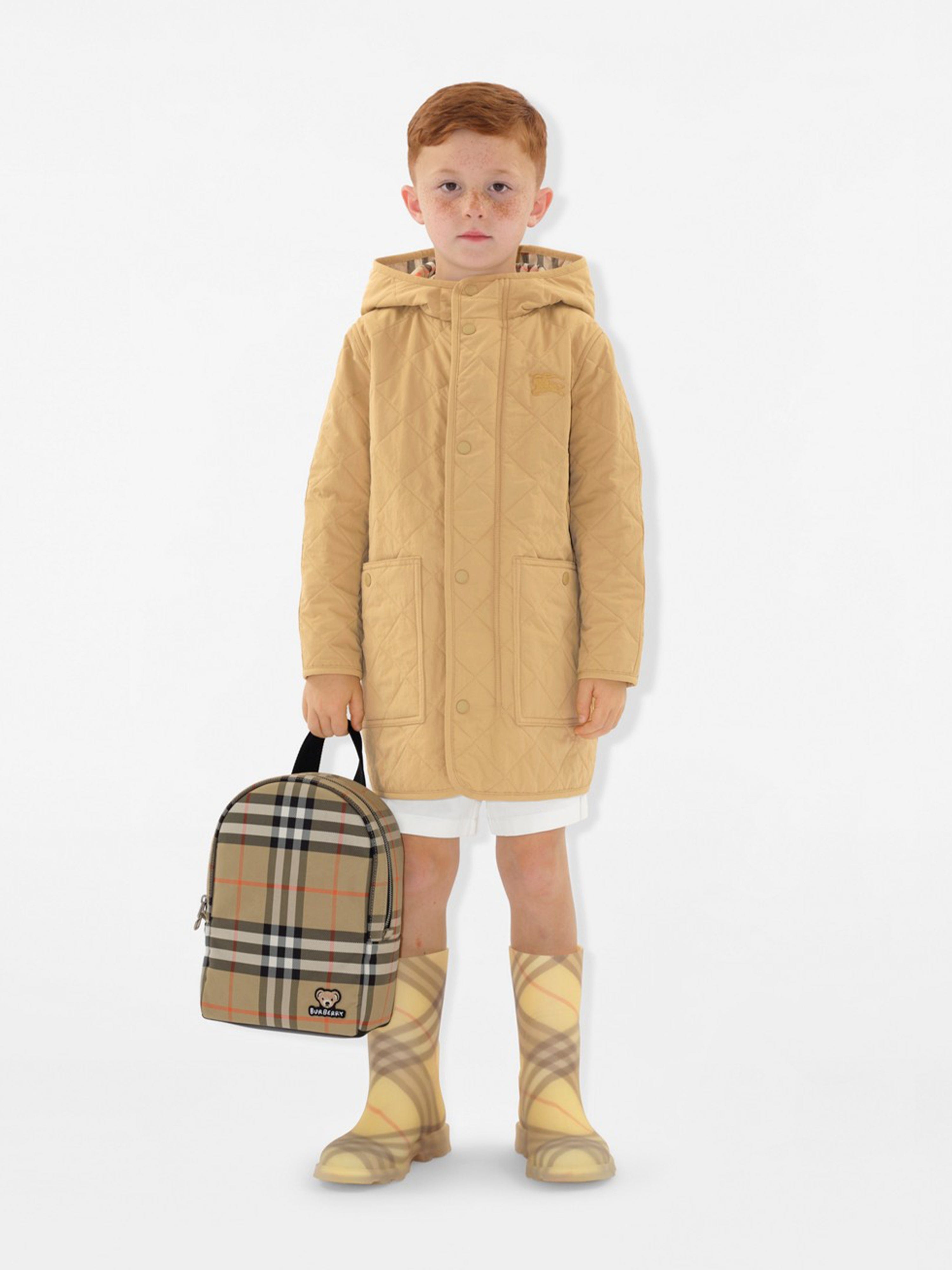 Burberry Kids Huey Check Backpack in Beige (27cm) | Childsplay