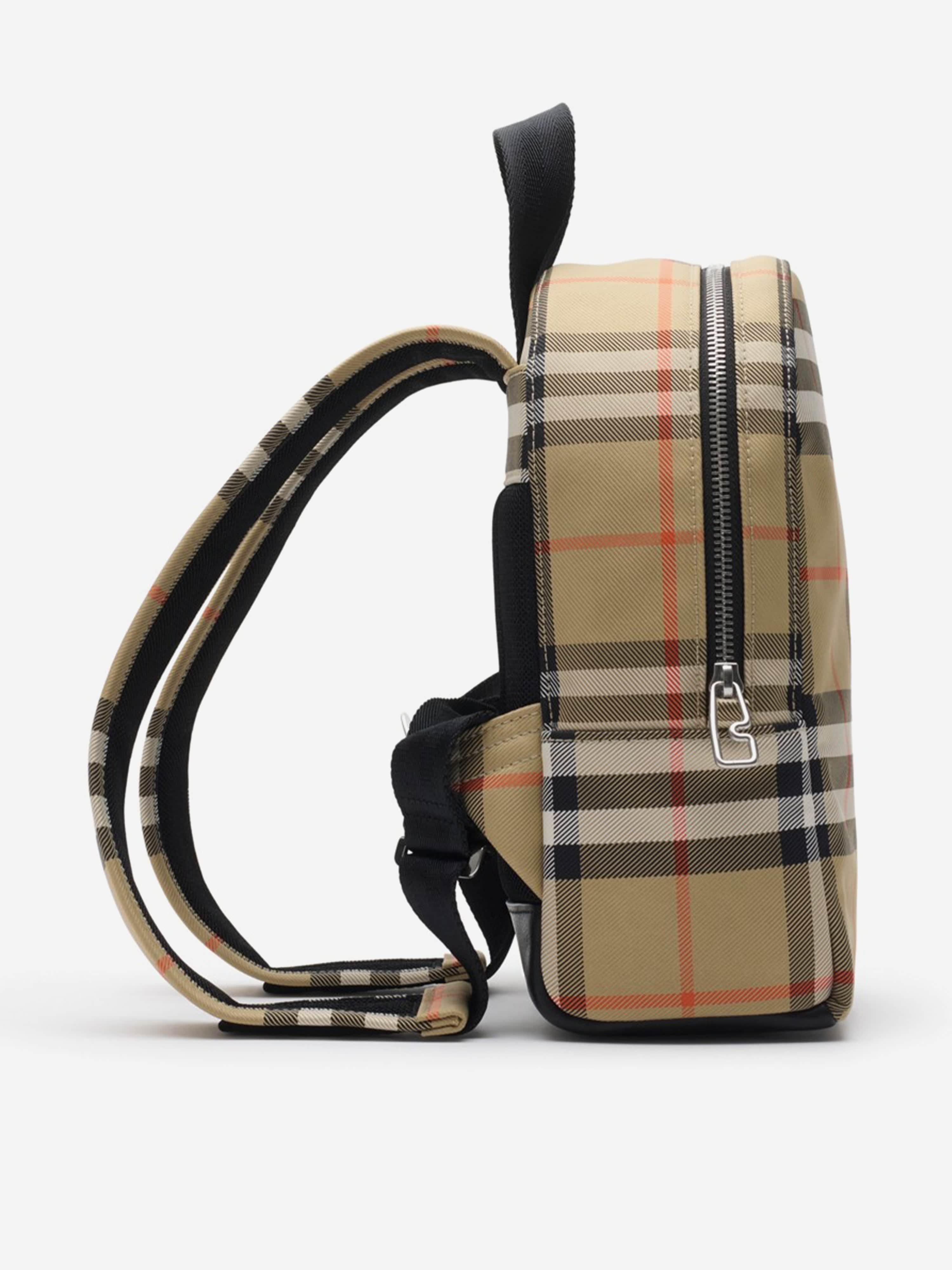 Burberry Kids Huey Check Backpack in Beige 27cm | Childsplay Clothing