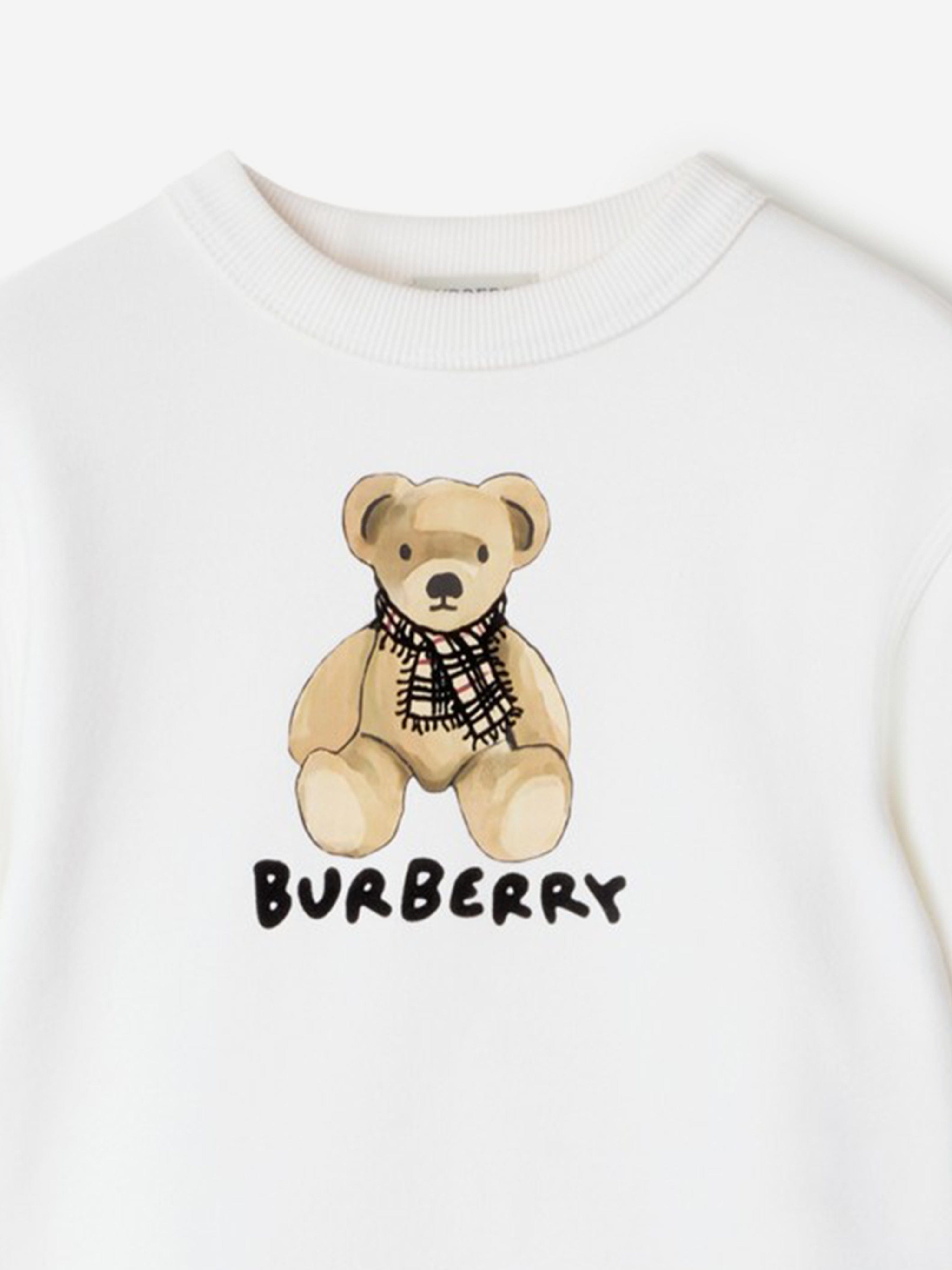 Burberry Girls Teddy Bear Sweatshirt in White | Childsplay Clothing
