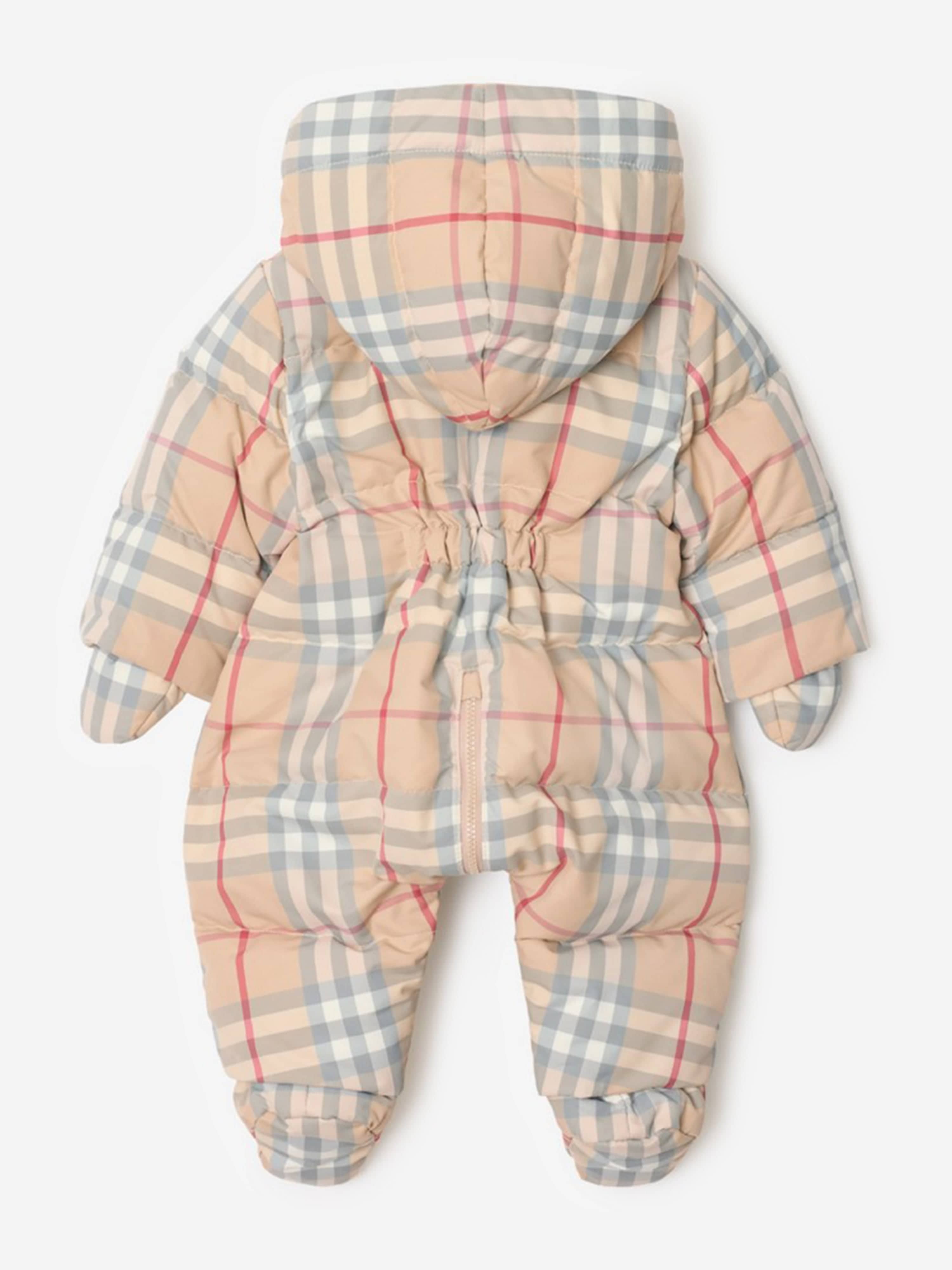 Burberry Baby Pale Check Snowsuit in Beige | Childsplay Clothing