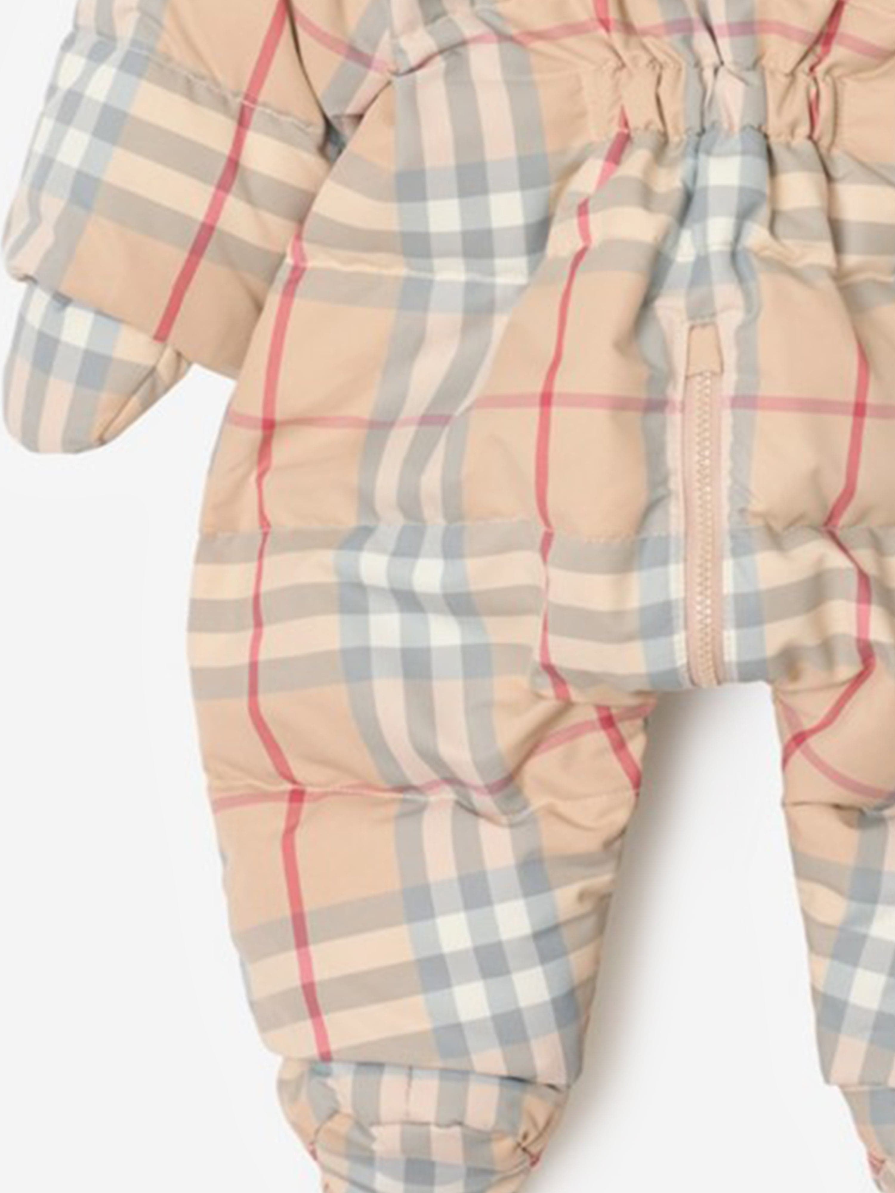 Burberry Baby Pale Check Snowsuit in Beige | Childsplay Clothing