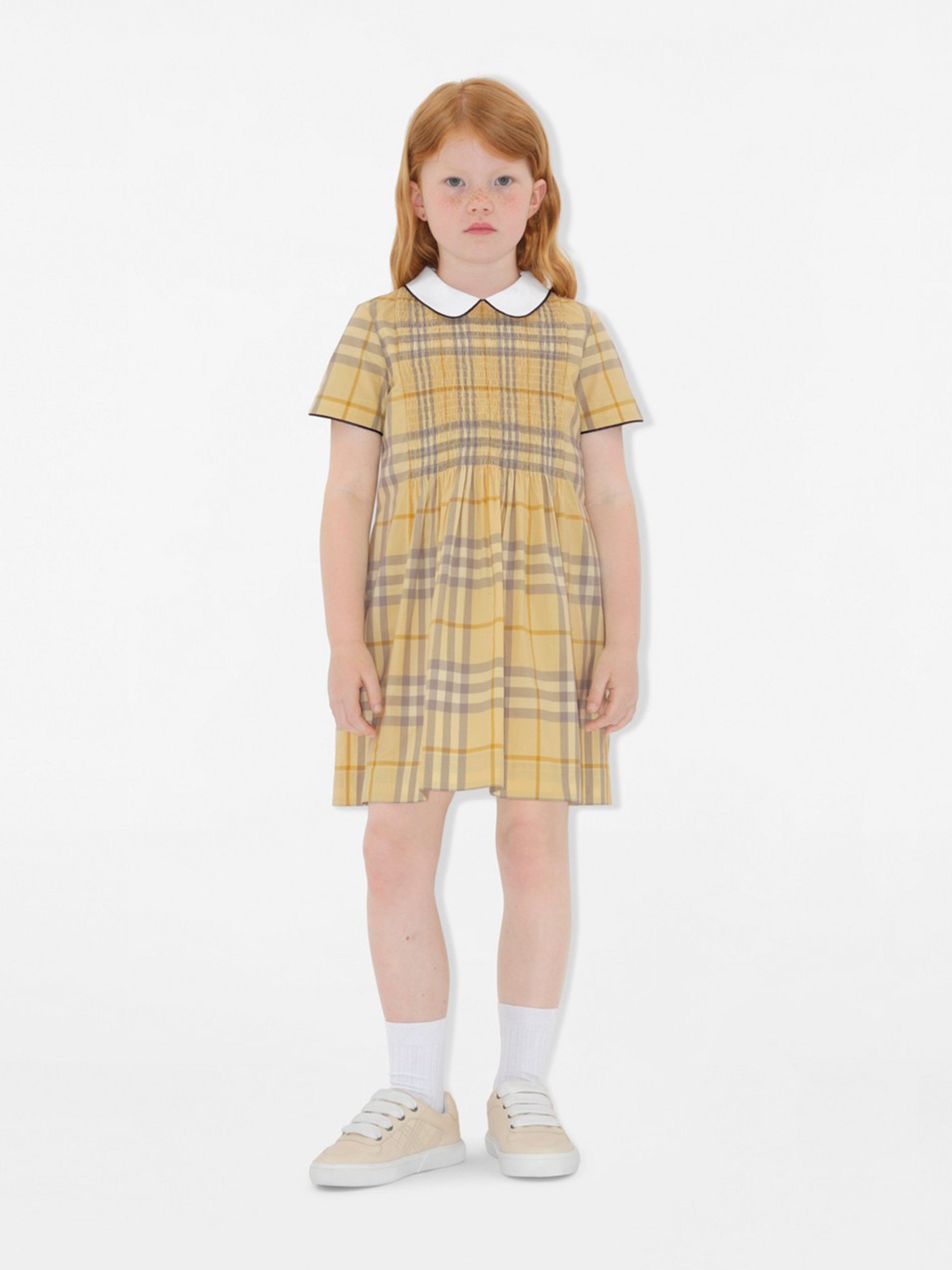Burberry Girls Crissi Check Dress in Yellow | Childsplay Clothing