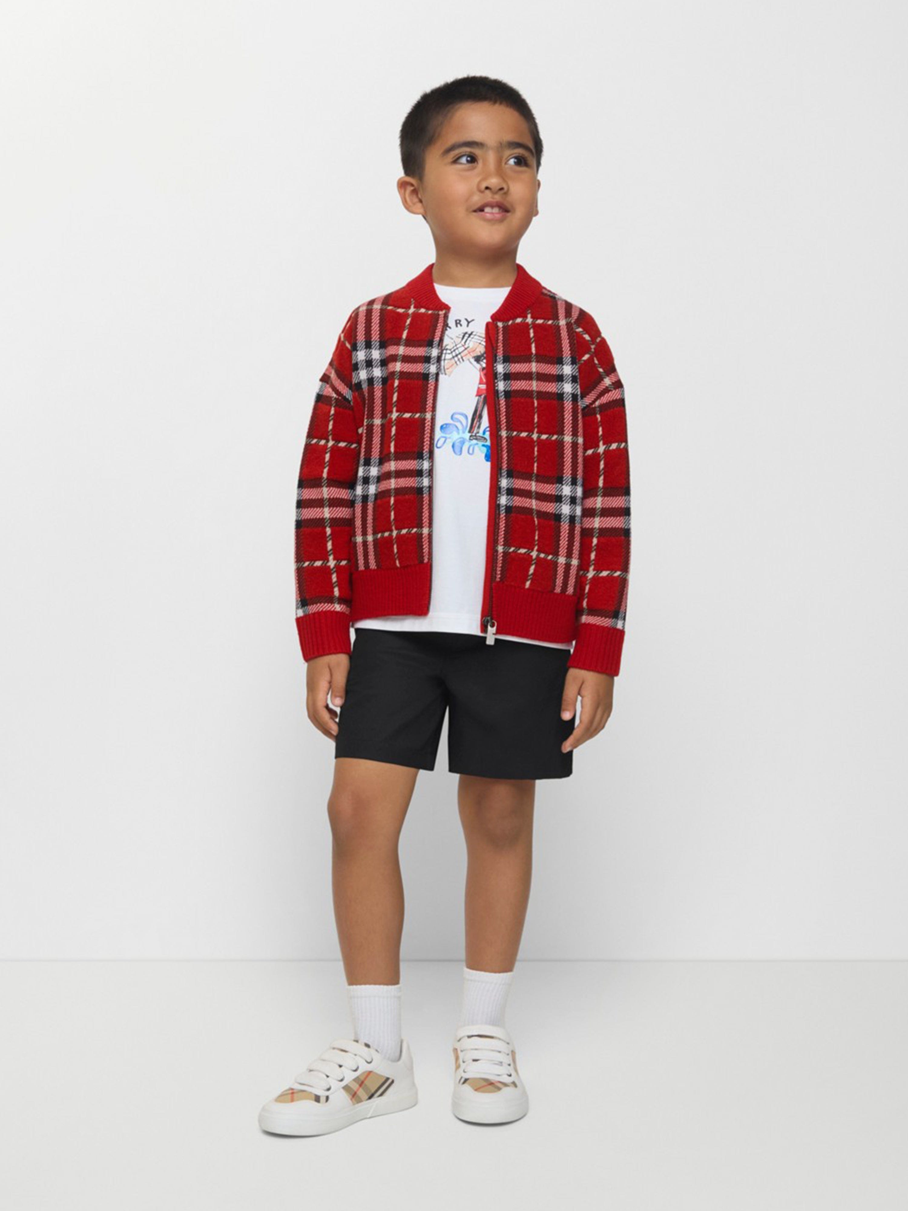 BURBERRY ニット 6Y 116cm Burberry Boys Duncan Check Knitted Top in Red | Childsplay Clothing