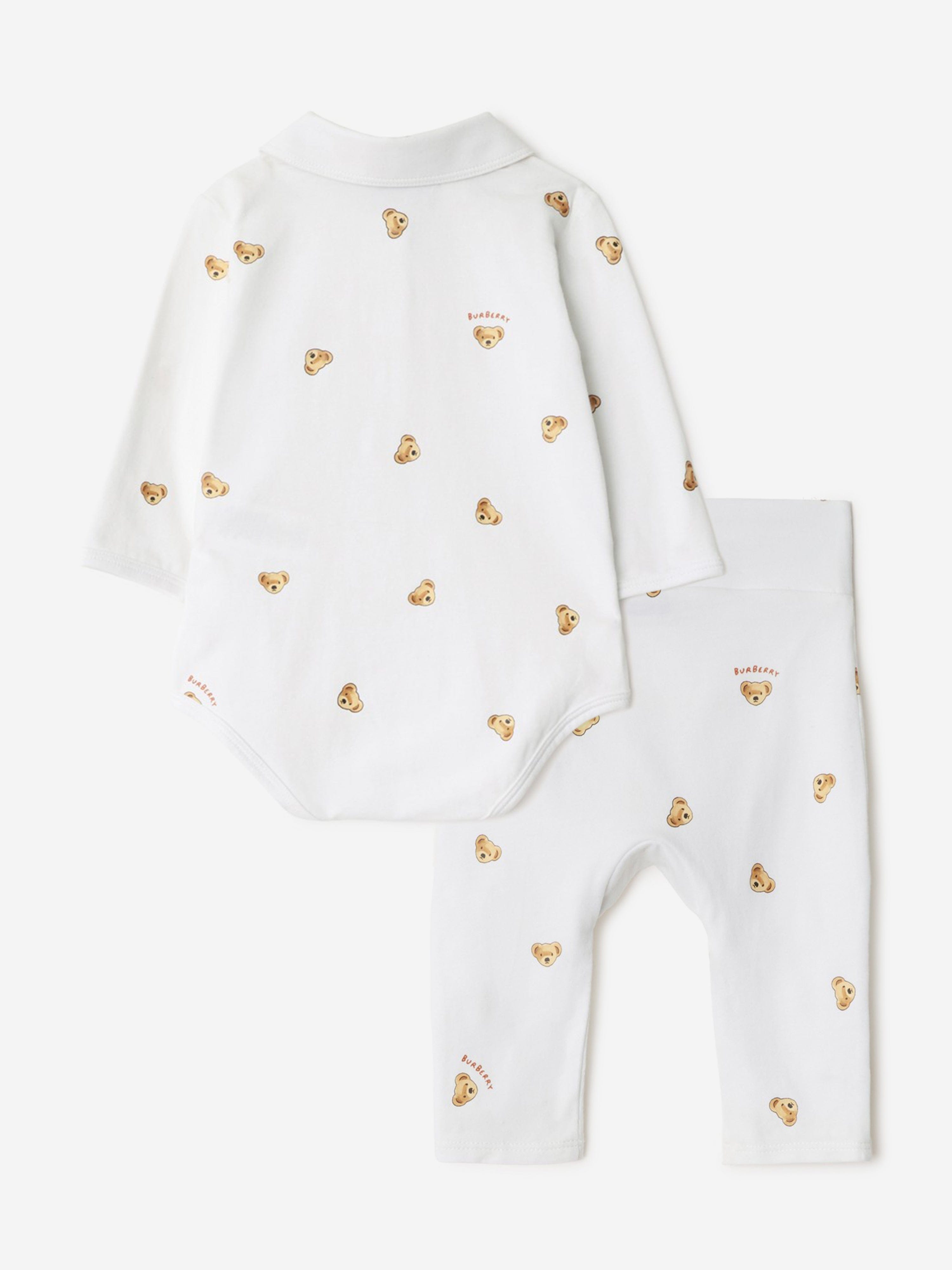 Burberry Baby Mini Bear Bodysuit Set in White