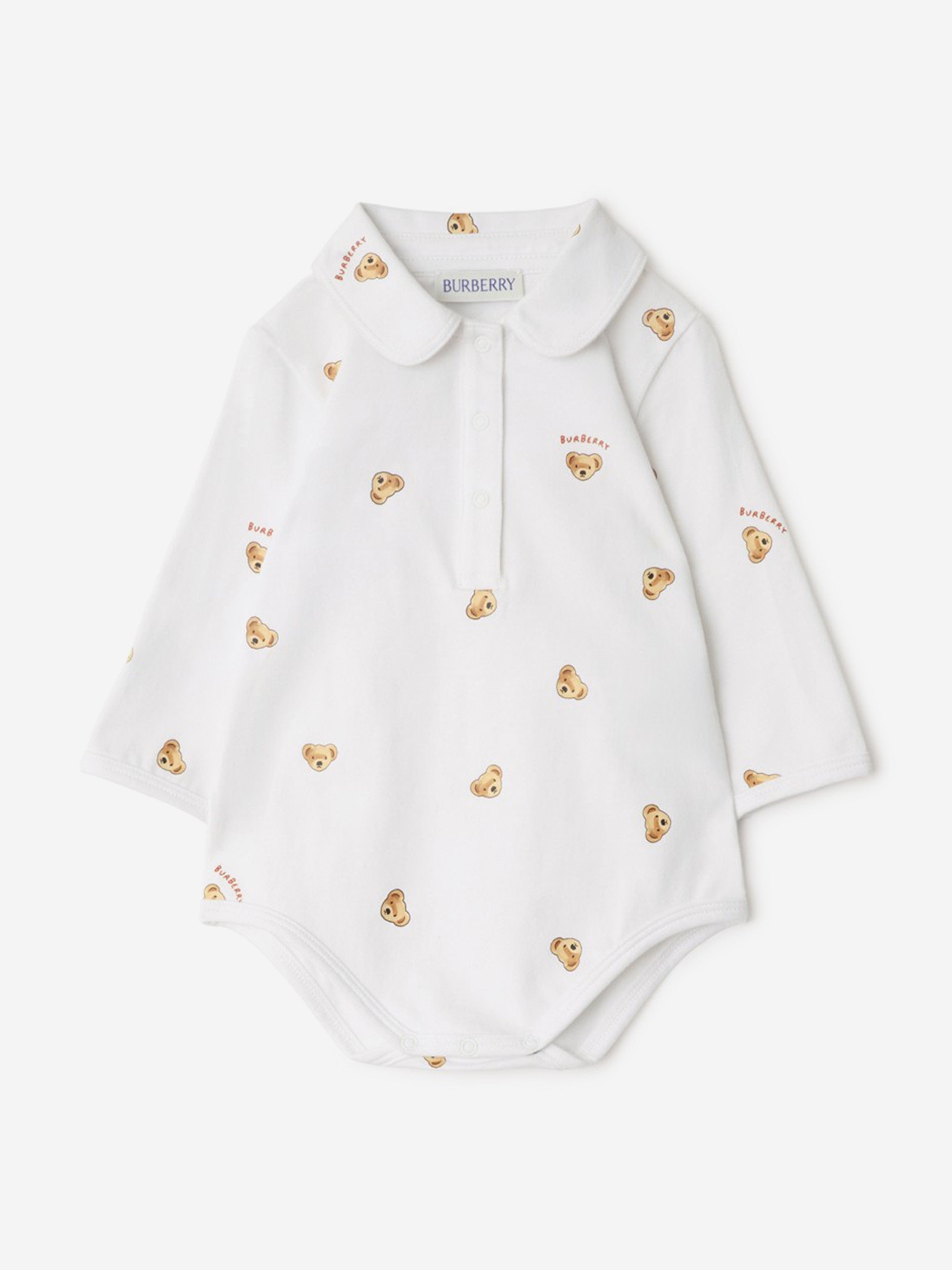 Burberry Baby Mini Bear Bodysuit Set in White