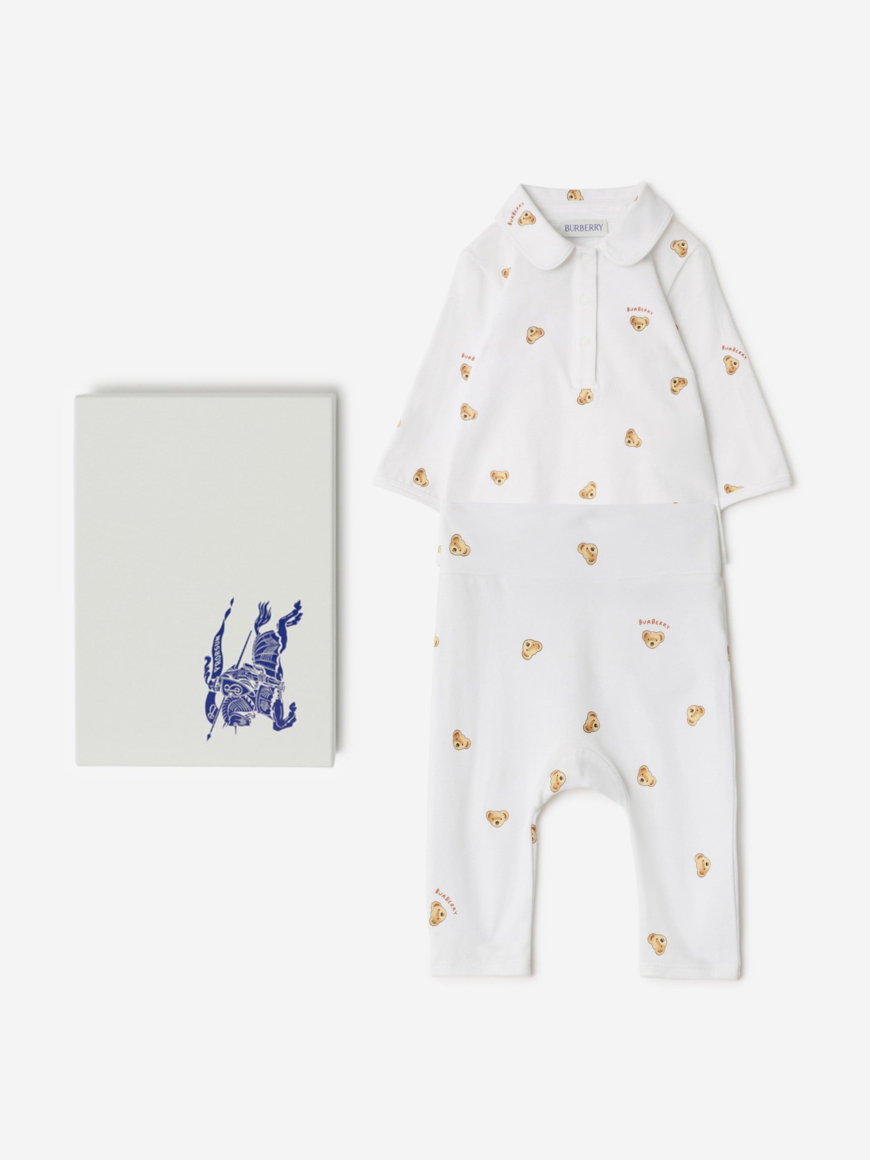 Burberry Baby Mini Bear Bodysuit Set in White