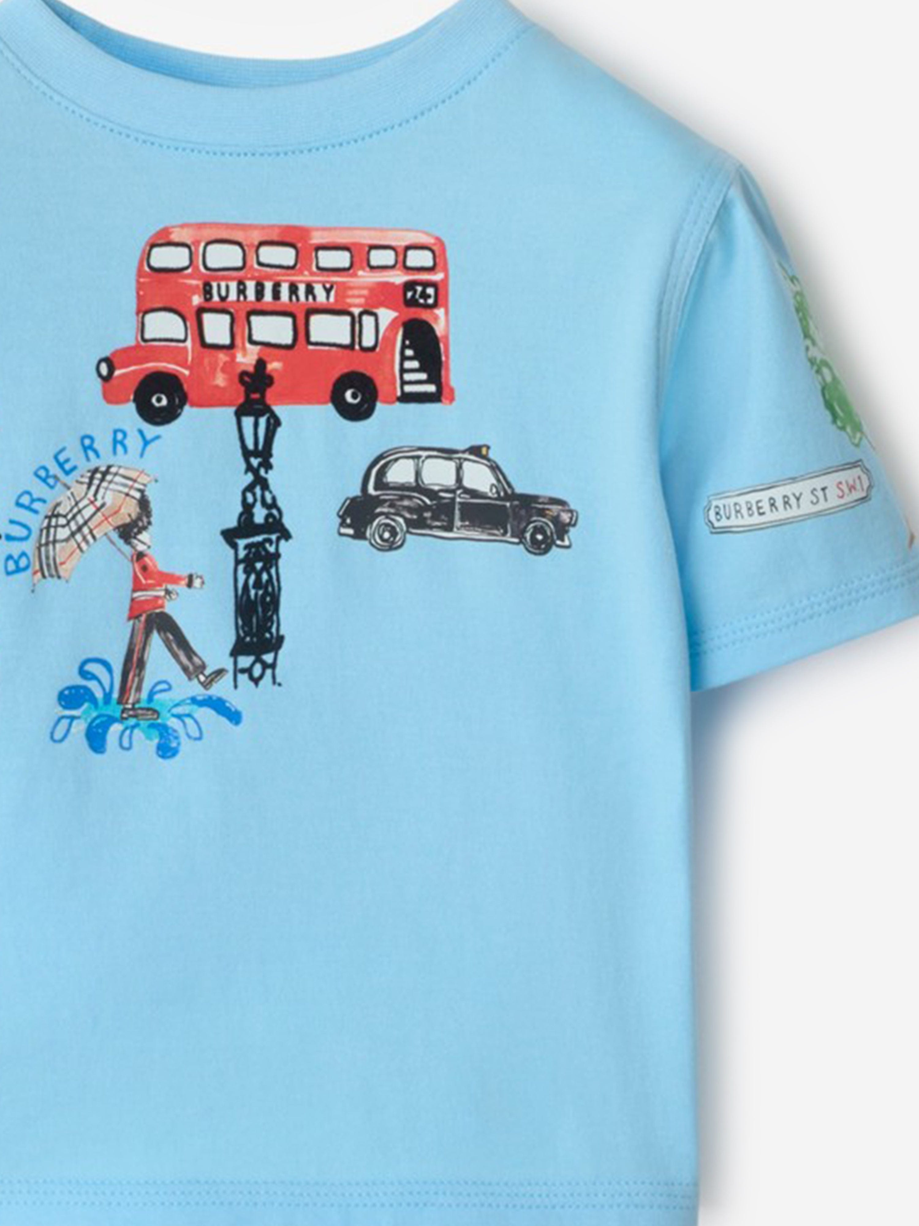 Burberry Baby Boys Mini Cedar London Icons T-Shirt in Blue