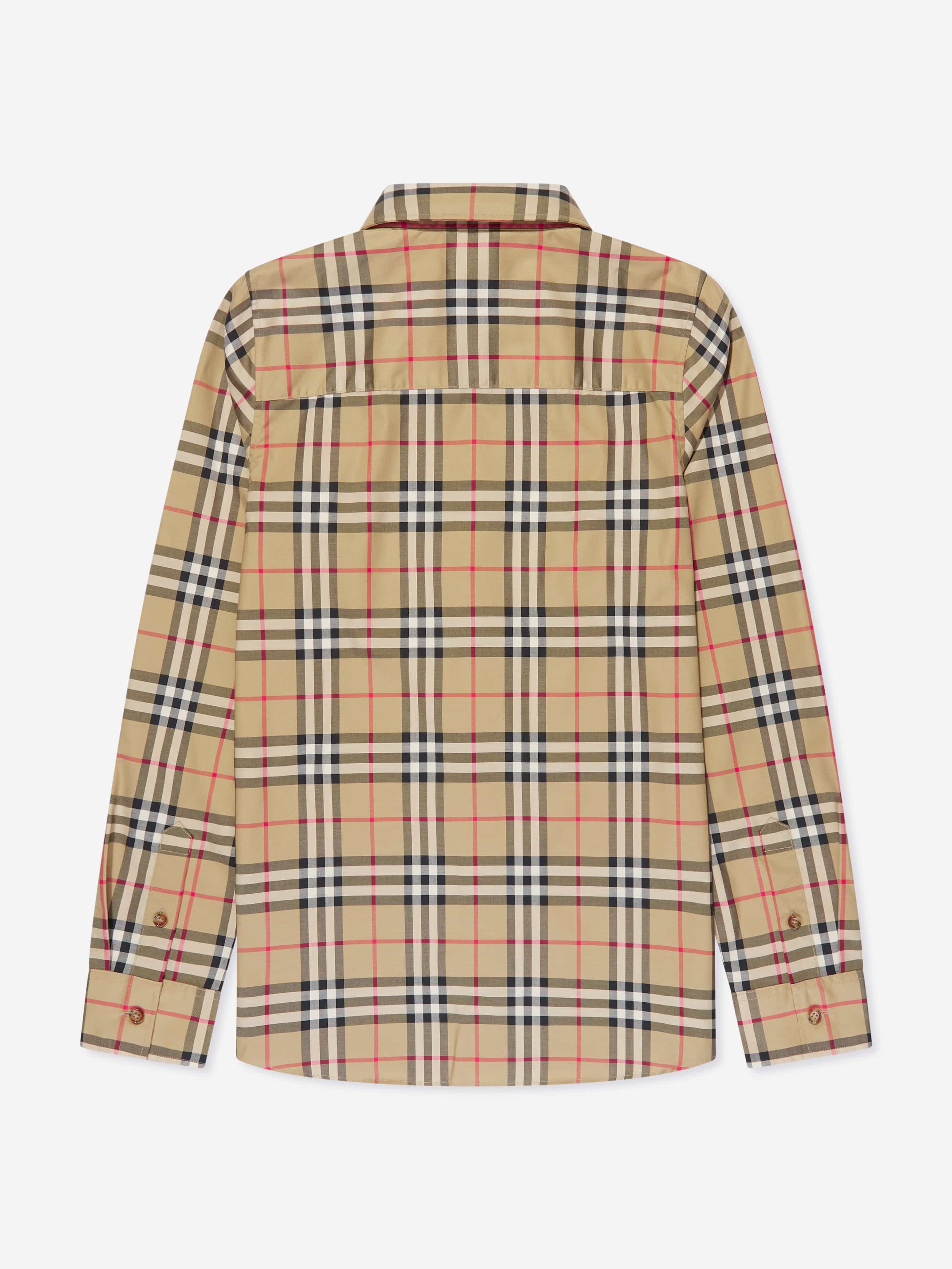Burberry Kids Burberry Boys Owen Long Sleeve Check Shirt in Beige