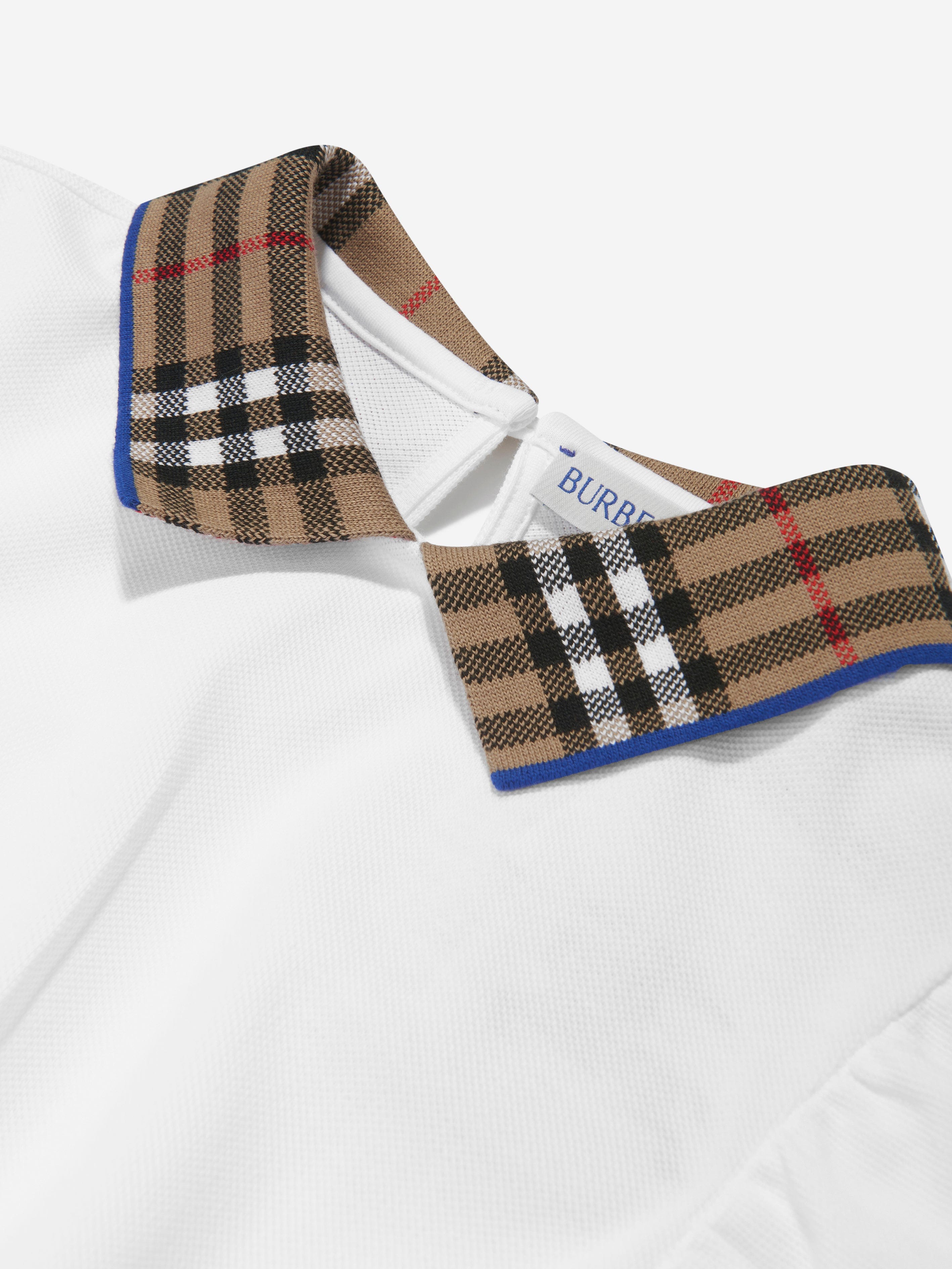 Burberry Girls Check Collar Alesea Dress in White | Childsplay