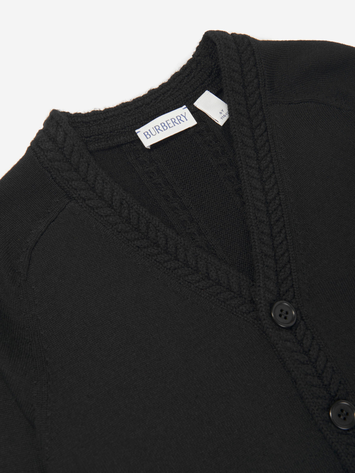Burberry Boys Wool Knit Graham Cardigan in Black | Childsplay Clothing