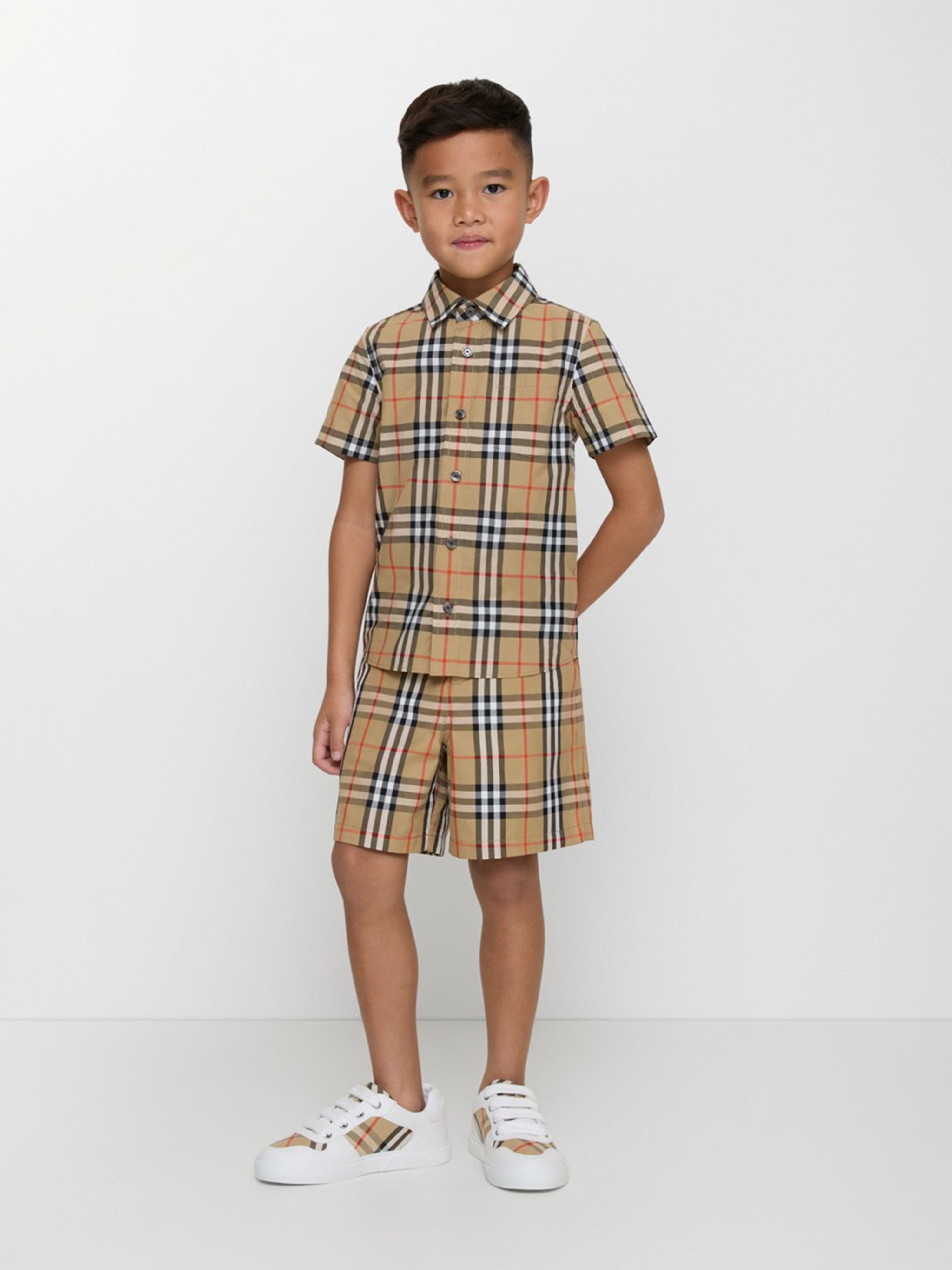 Burberry Boys Owen Short Sleeve Check Shirt in Beige | Childsplay