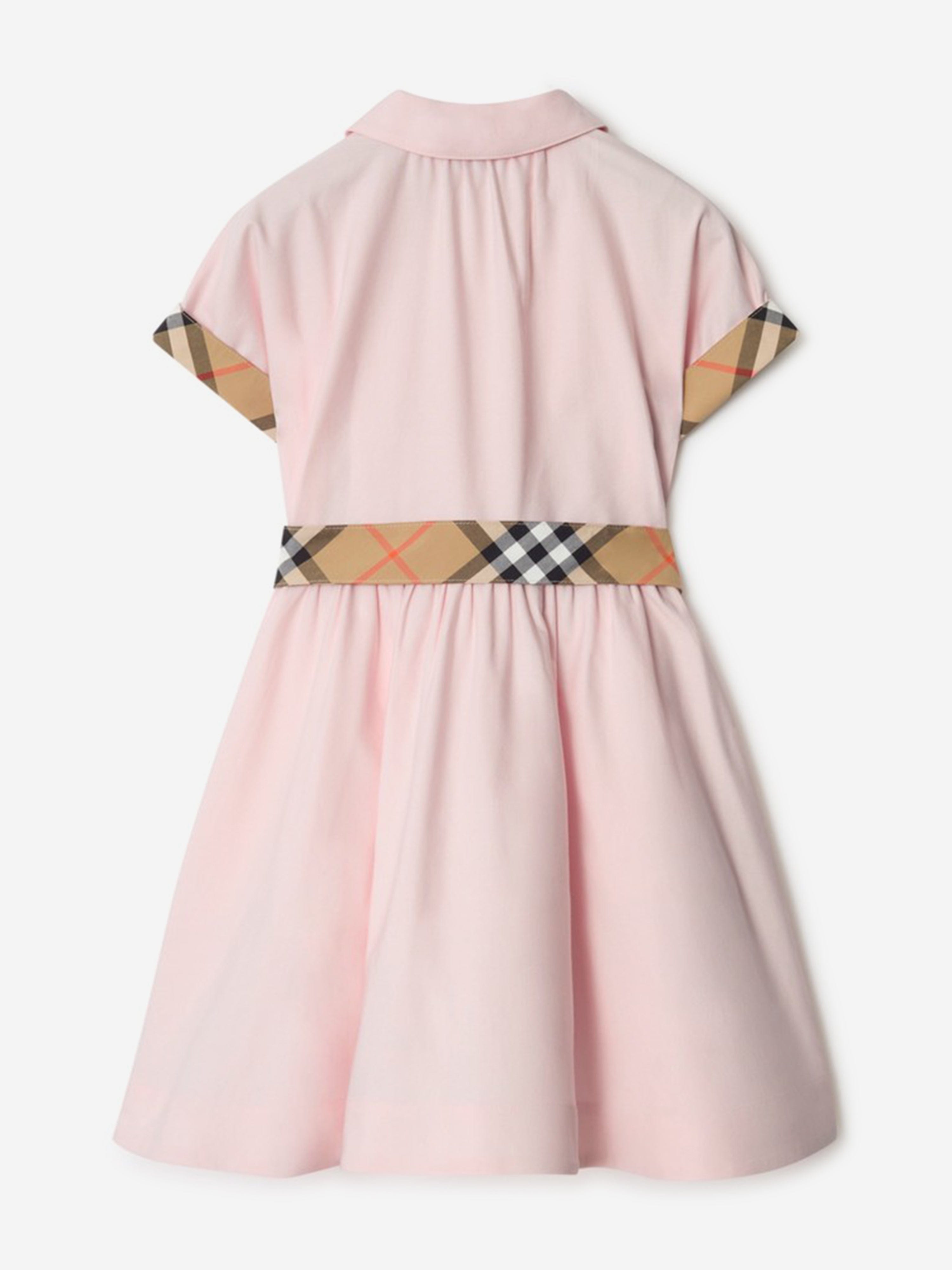 Burberry Girls Juliet Check Trim Shirt Dress in Pink | Childsplay