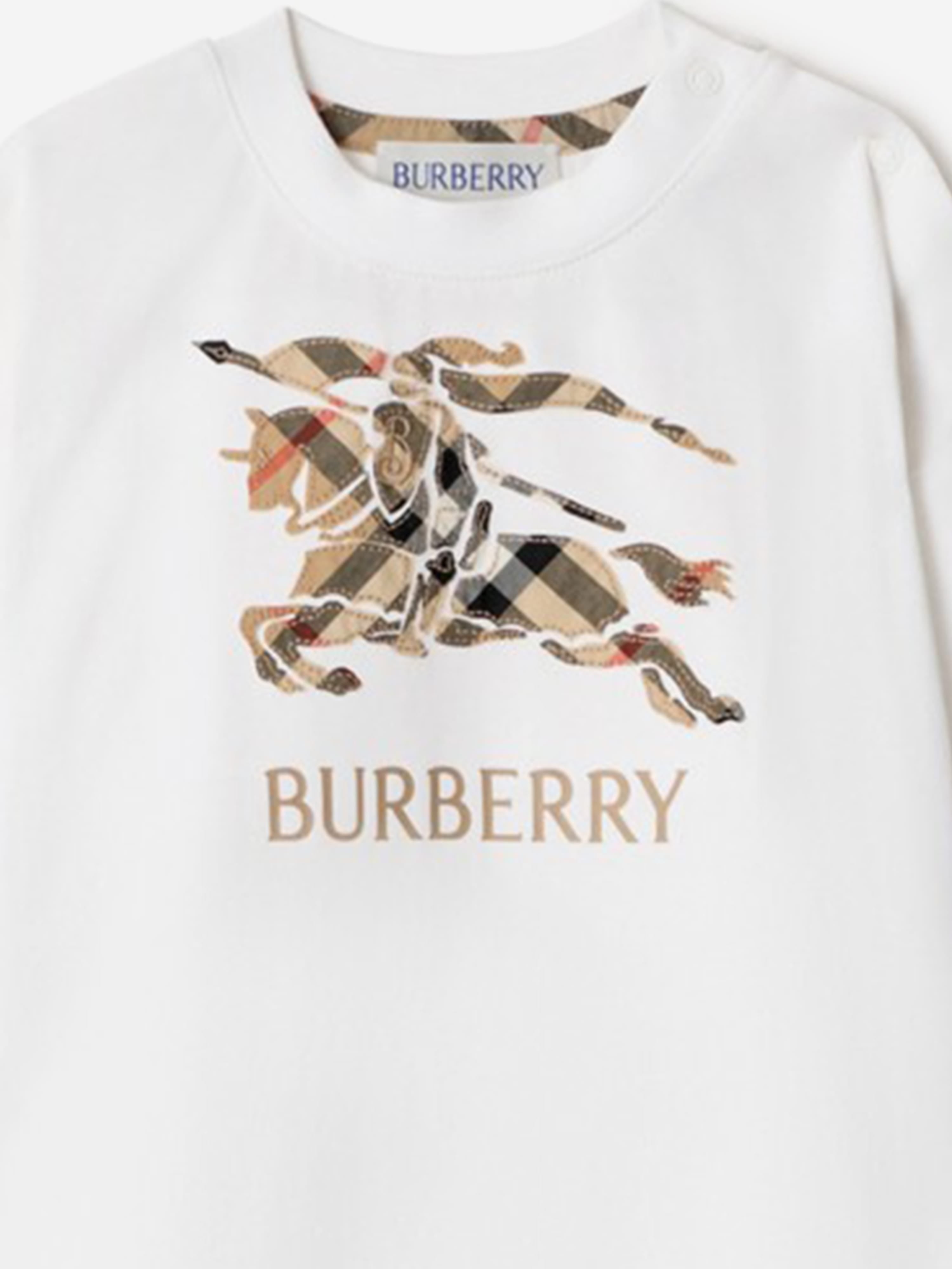 Burberry Baby Boys Jonson Check EKD Romper in White | Childsplay