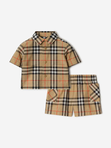Burberry Baby Boys Carey Check Short Set in Beige | Childsplay