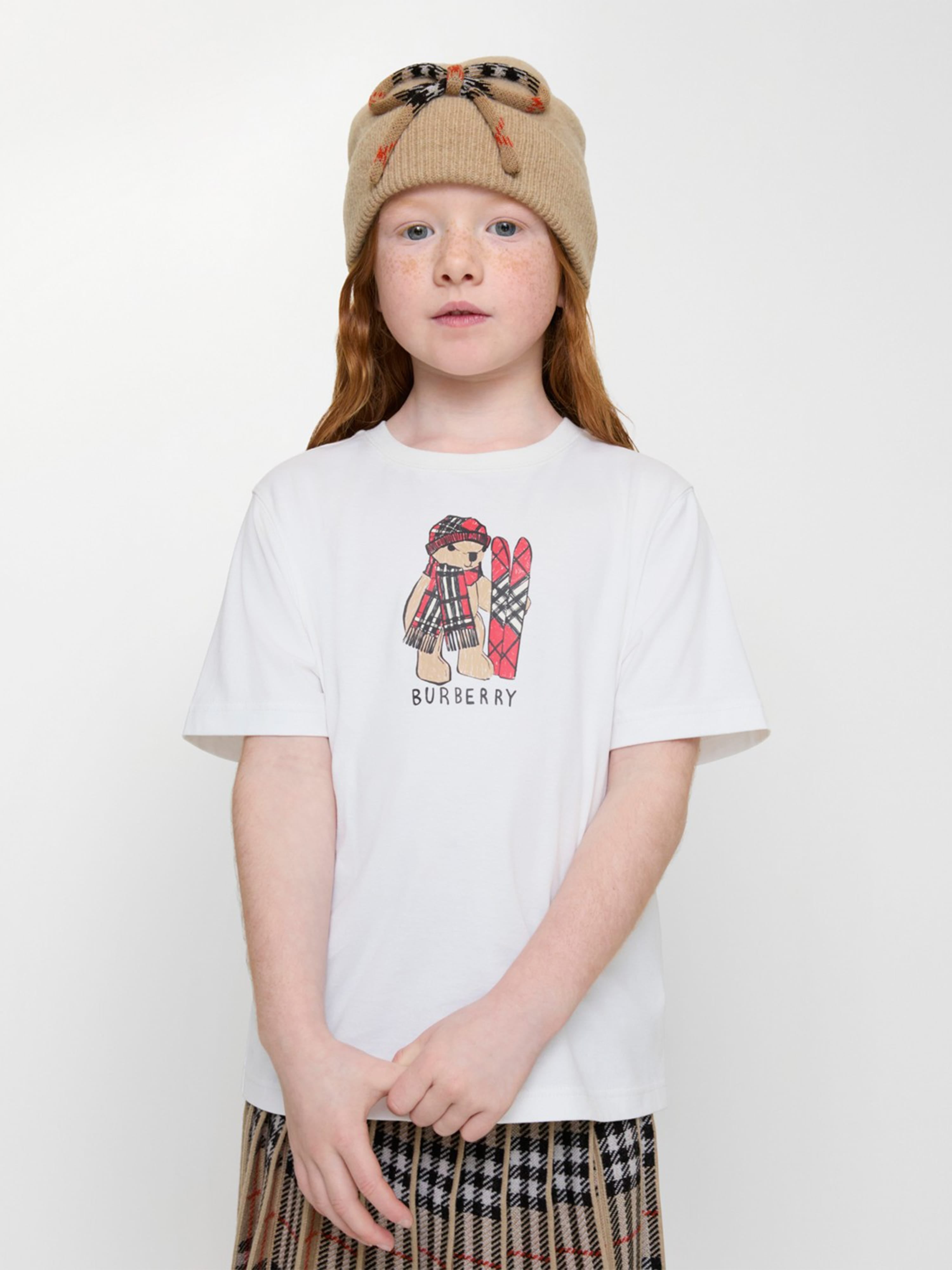Burberry Girls Cedar Ski Bear T-Shirt in White | Childsplay Clothing