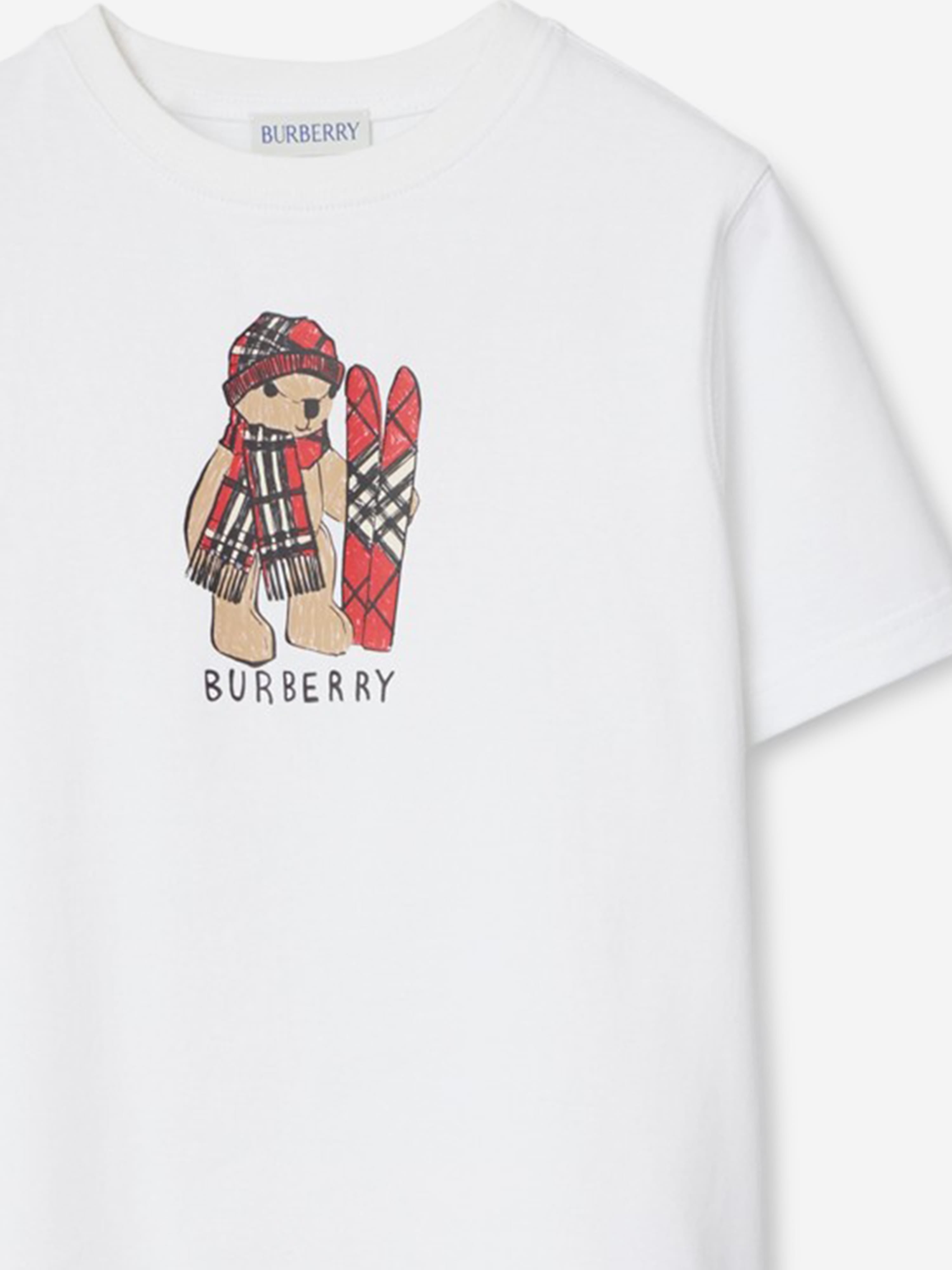 Burberry Girls Cedar Ski Bear T-Shirt in White | Childsplay Clothing