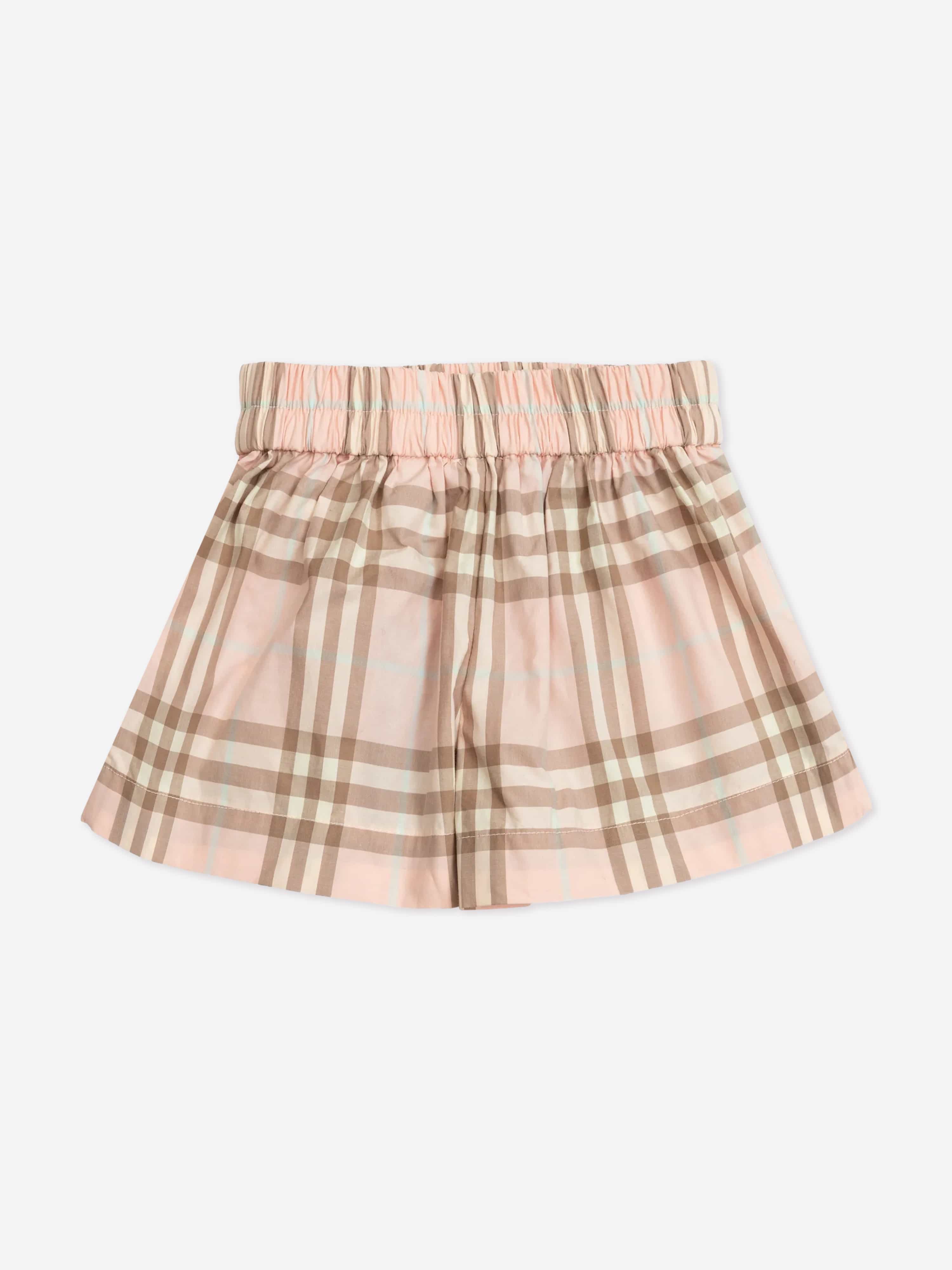 Burberry Baby Girls Marcy Cotton Check Shorts in Pink | Childsplay