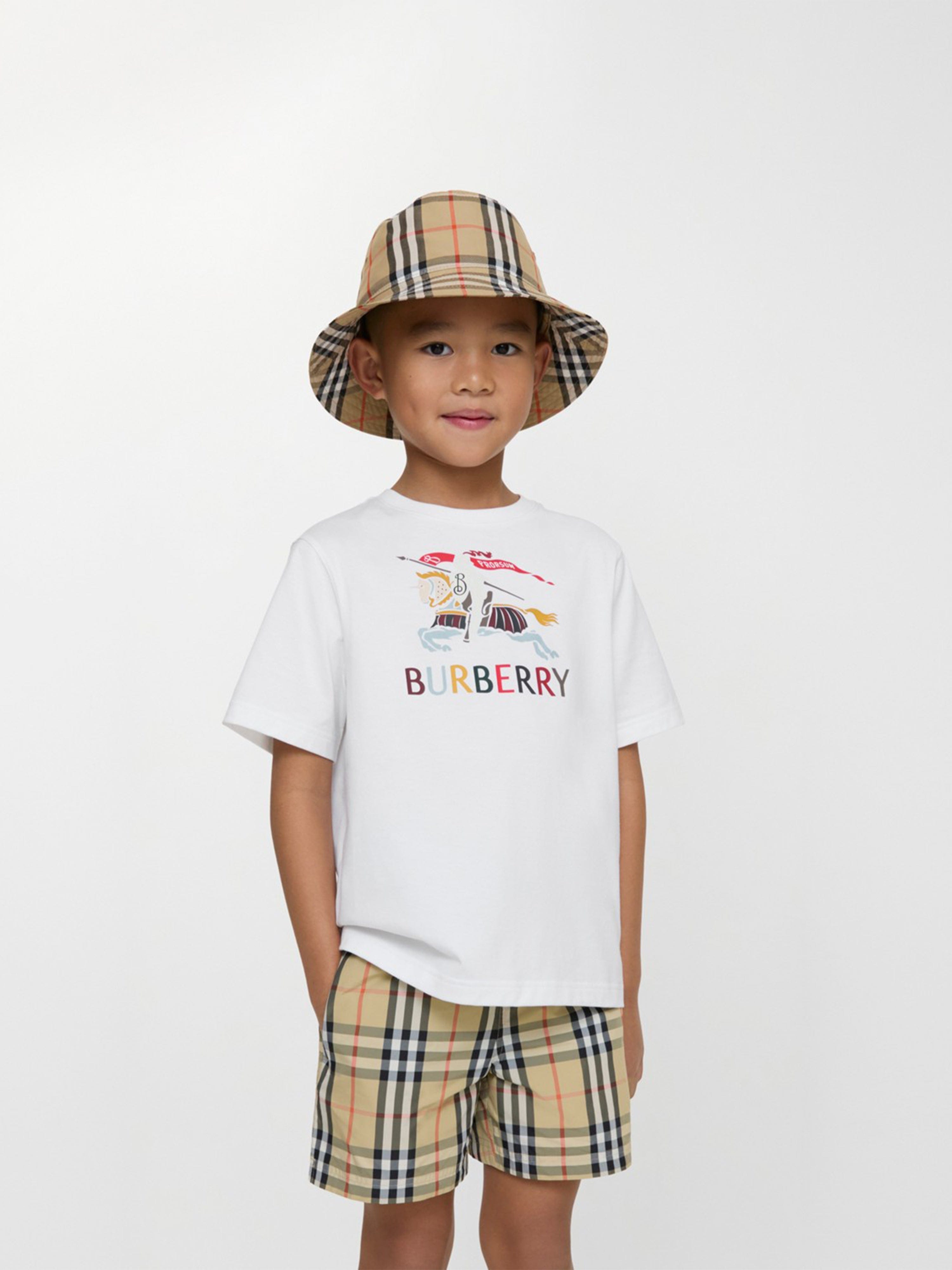 Burberry Boys Atticus Check Swim Shorts in Beige | Childsplay Clothing