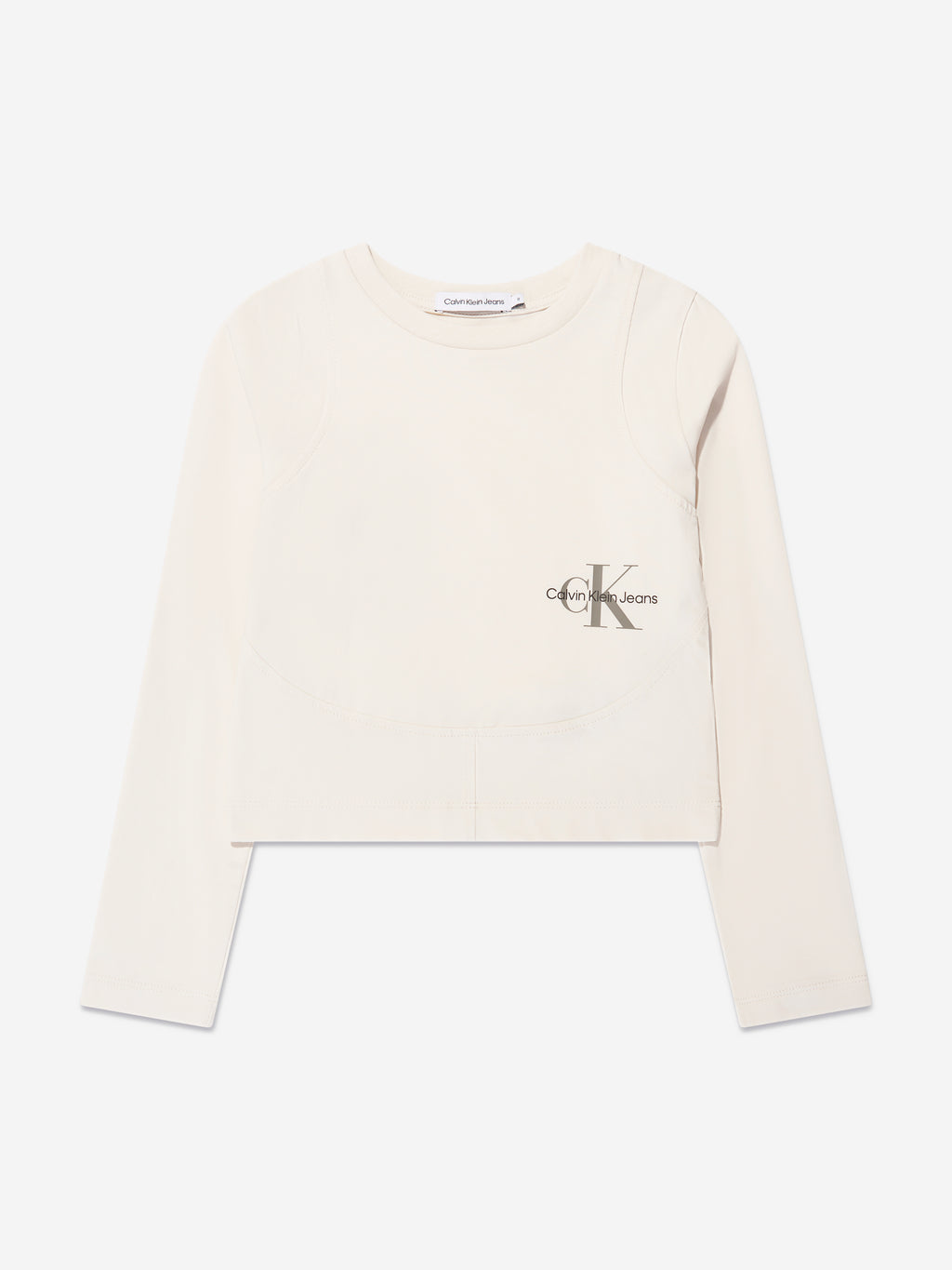 Calvin Klein Jeans Girls Monogram Off Placed T-Shirt in Beige | Childsplay  Clothing