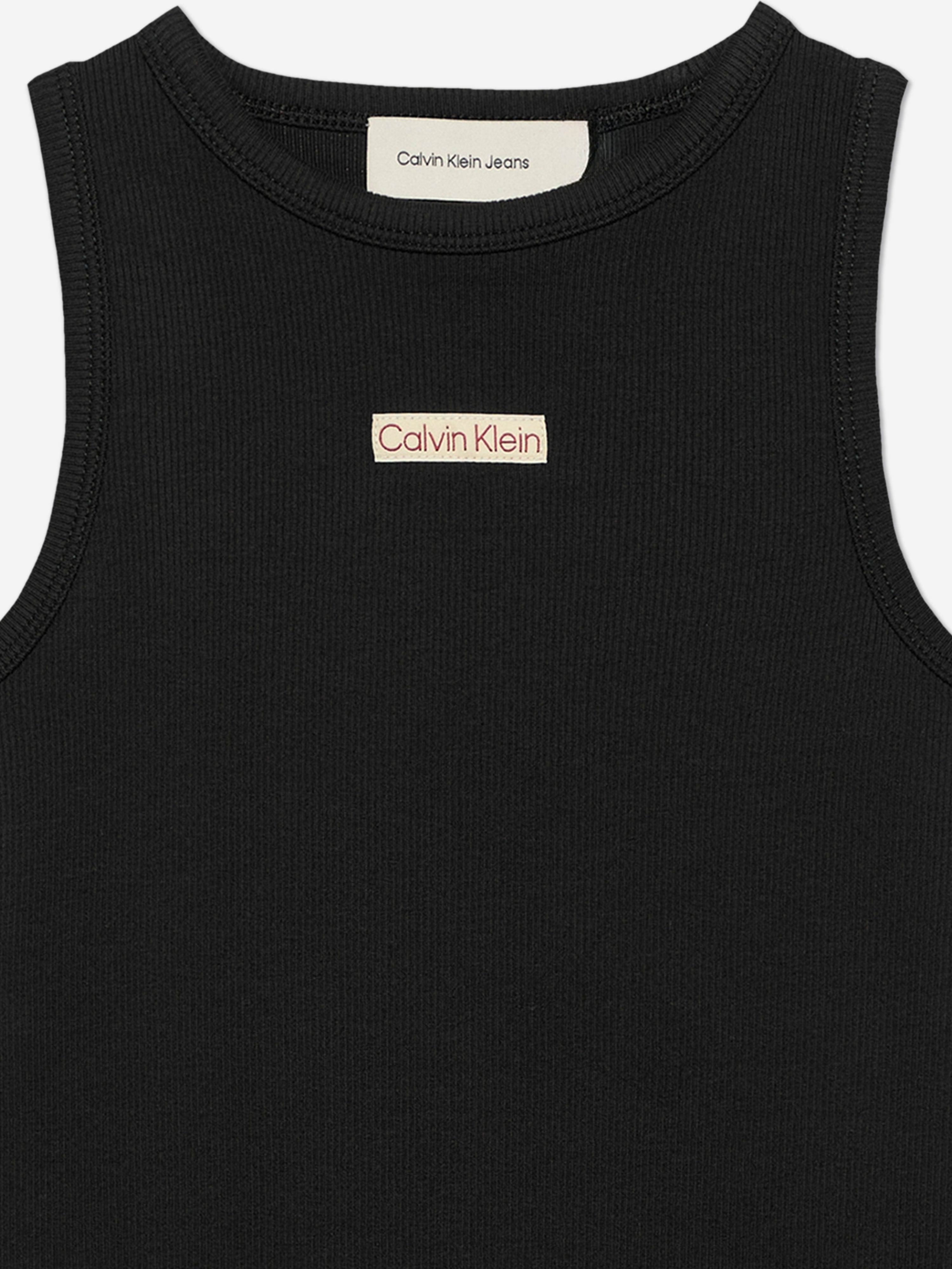 Calvin Klein Girls Rib Sleeveless Dress in Black