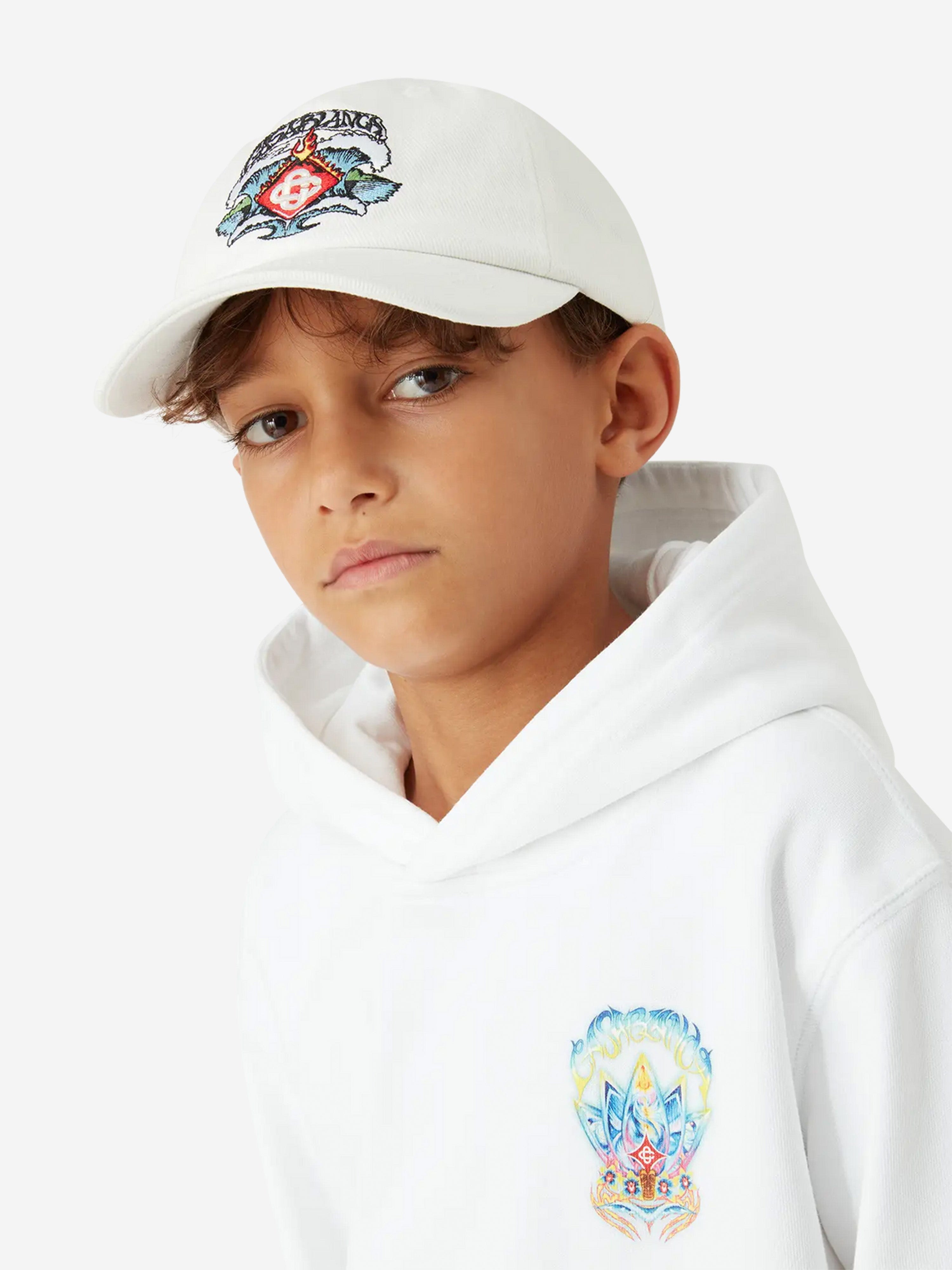 Casablanca Kids Waves Cap in White | Childsplay Clothing