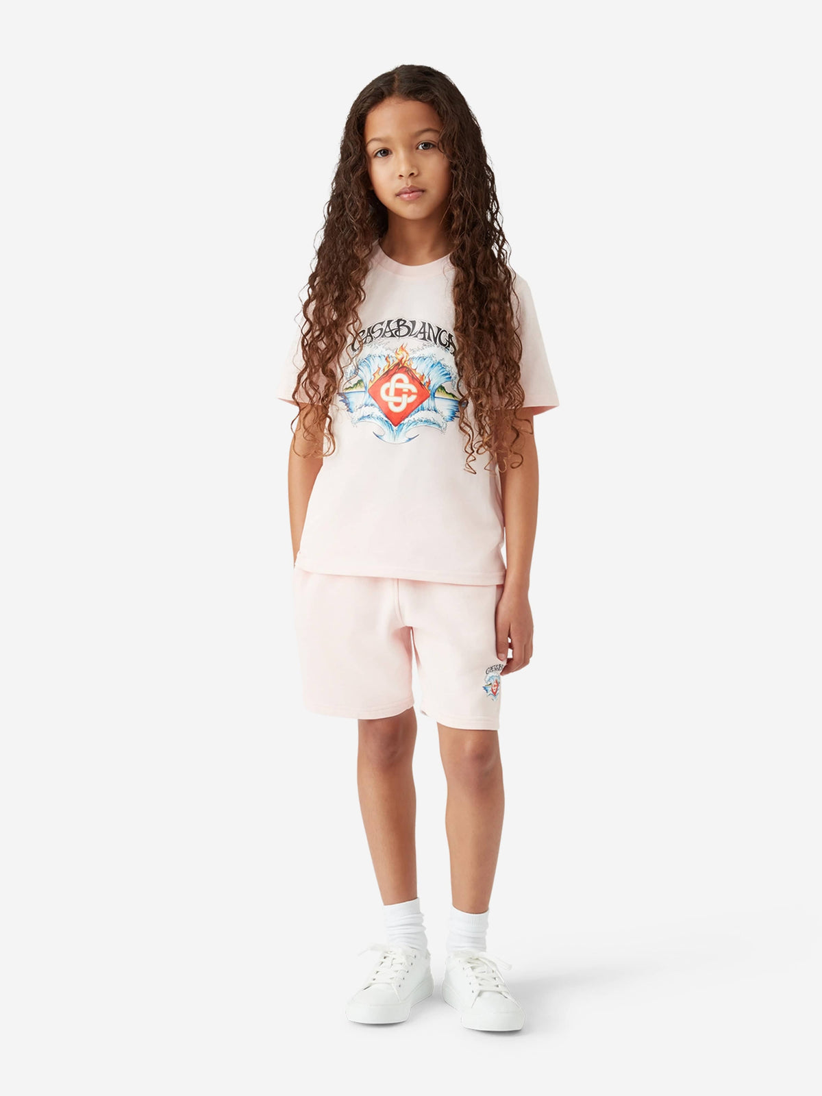Casablanca Girls Waves Sweat Shorts in Pink | Childsplay Clothing