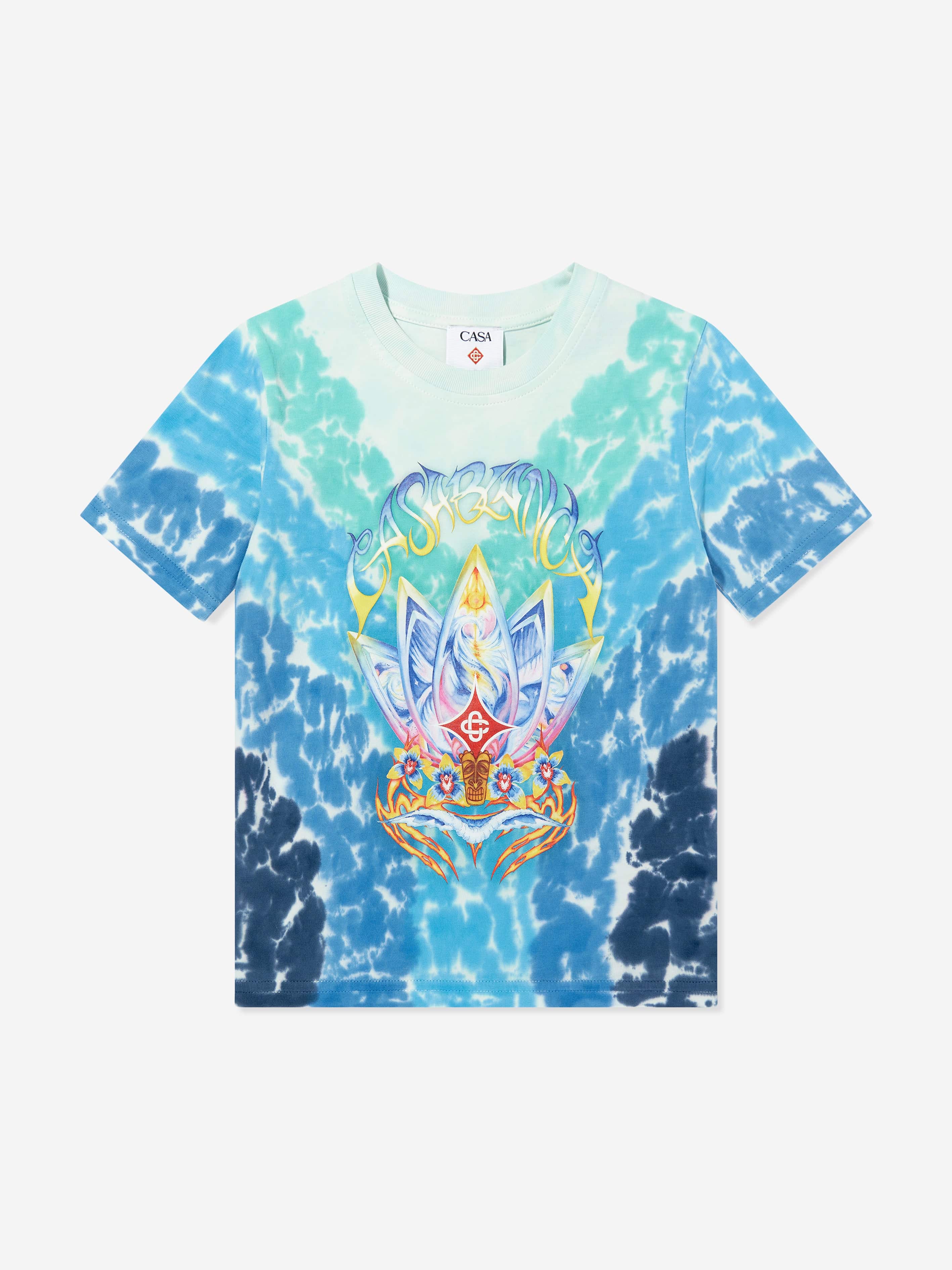Casablanca Boys Surf Lotus Tie-Dye T-Shirt in Blue
