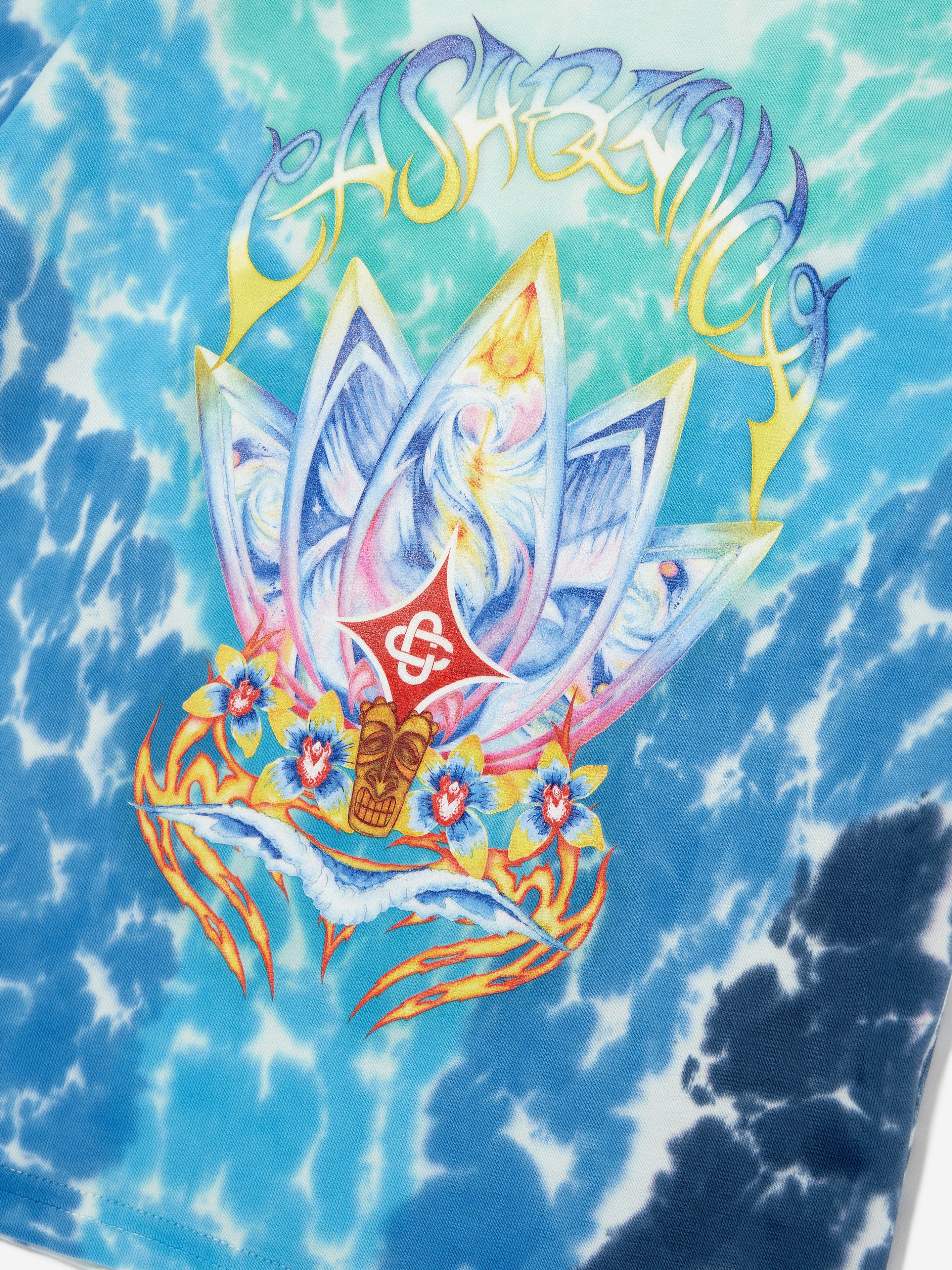 Casablanca Boys Surf Lotus Tie-Dye T-Shirt in Blue