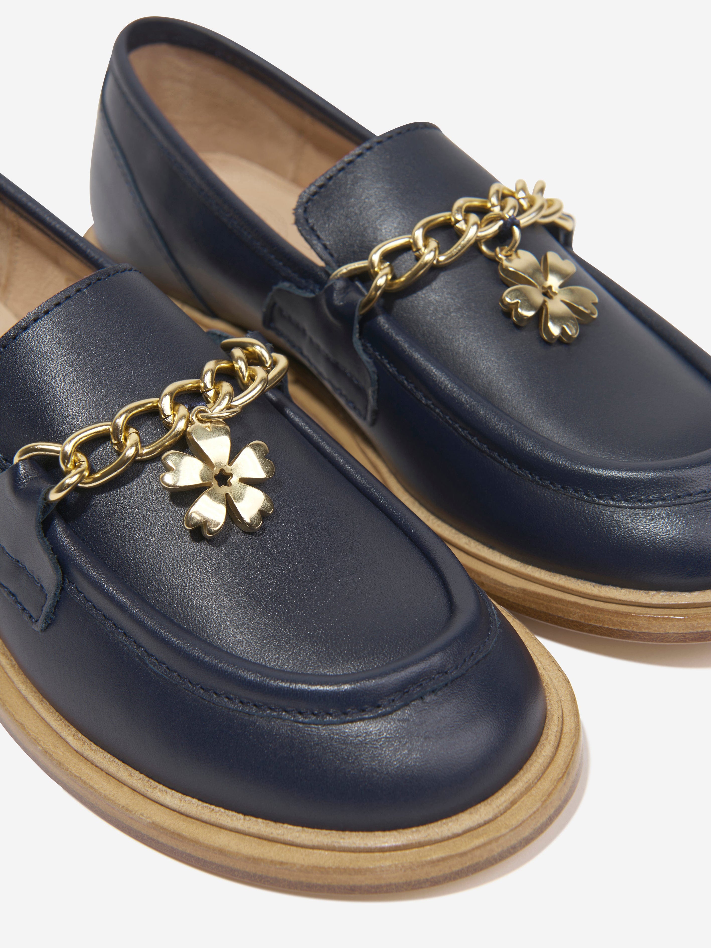 Chloe Moccasins Chloé Chloé Girls Leather Moccasins In Navy