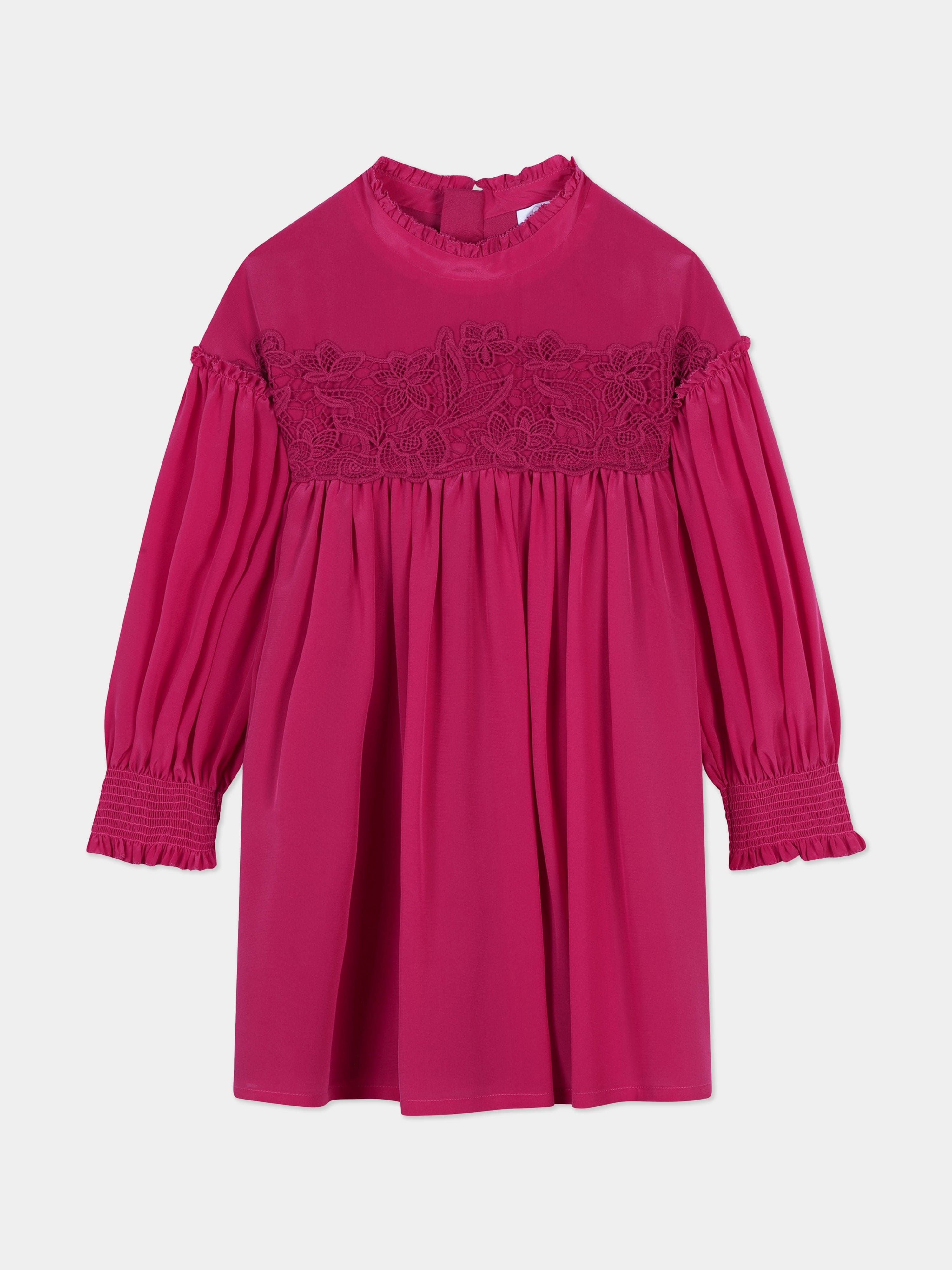 Chloé Girls Silk Guipure Lace Dress Girls Kids 6 year Pink Cotton By Childrensalon