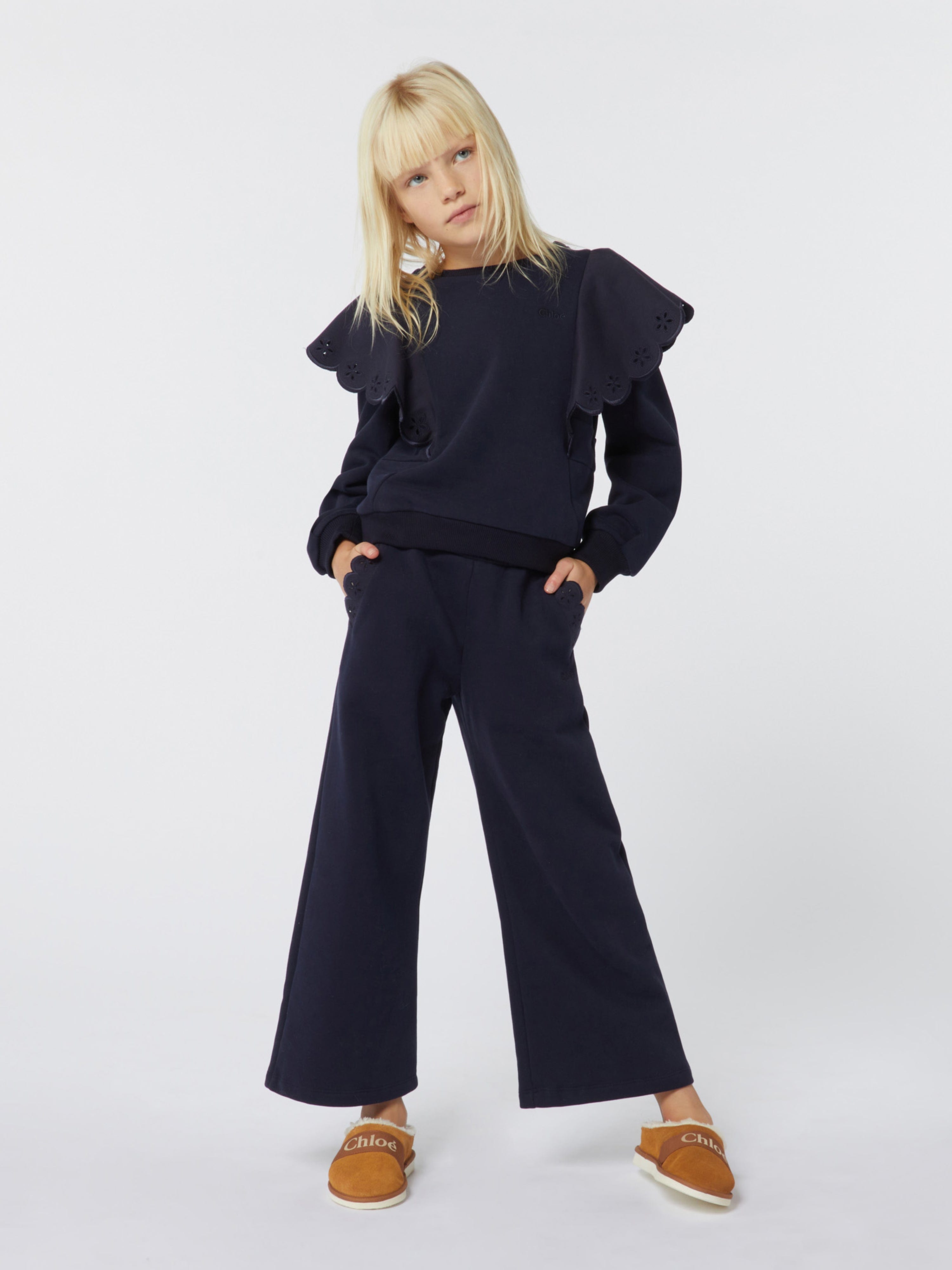 Chloé Girls Fleece Trousers in Navy display picture 1