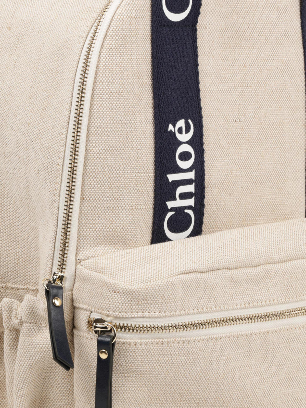 Chloé Girls Canvas Logo Backpack in Beige (36cm  display picture 3