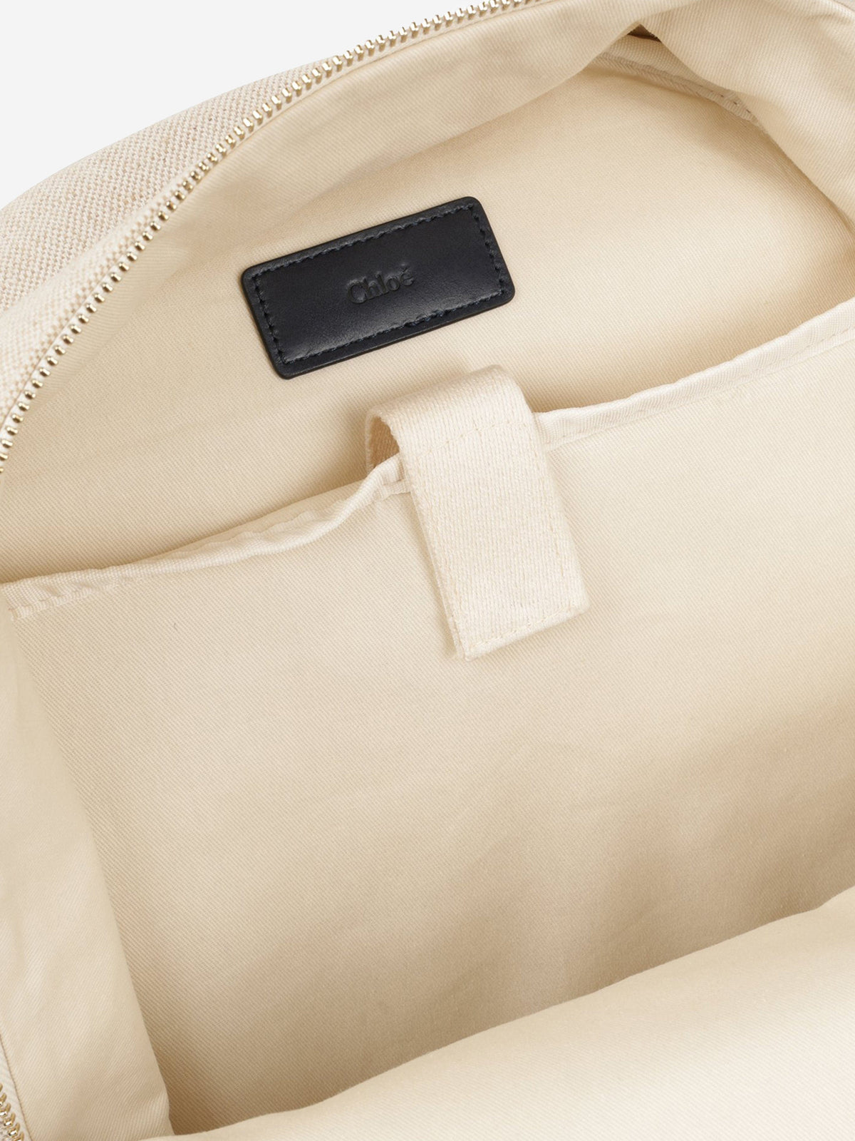 Chloé Cream and Black Logo Canvas Backpack Chloe Cream Canvas Woody Backpack Chloe | TLC main image 2