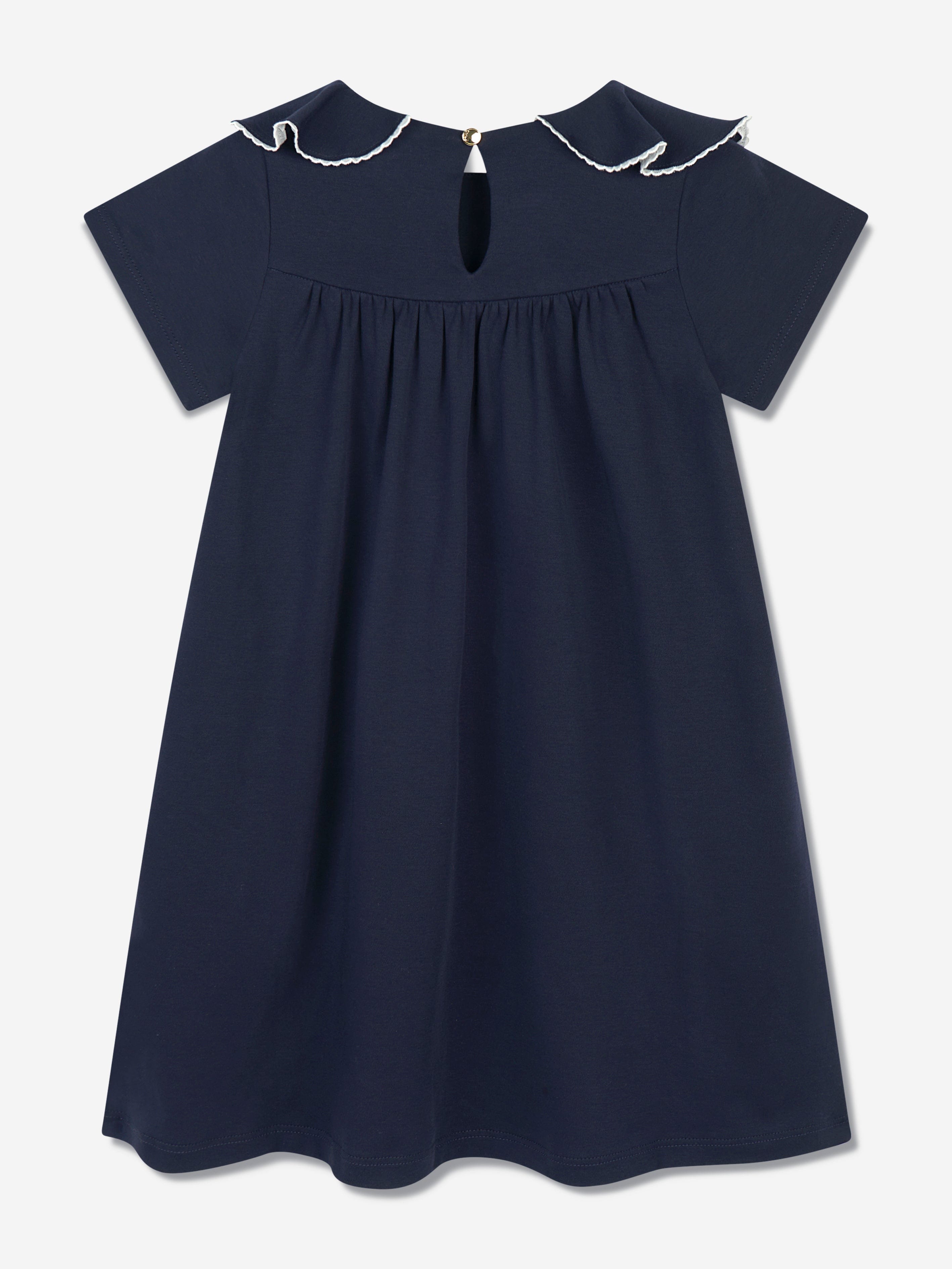 Chloé Girls Cotton Ruffle Dress in Navy