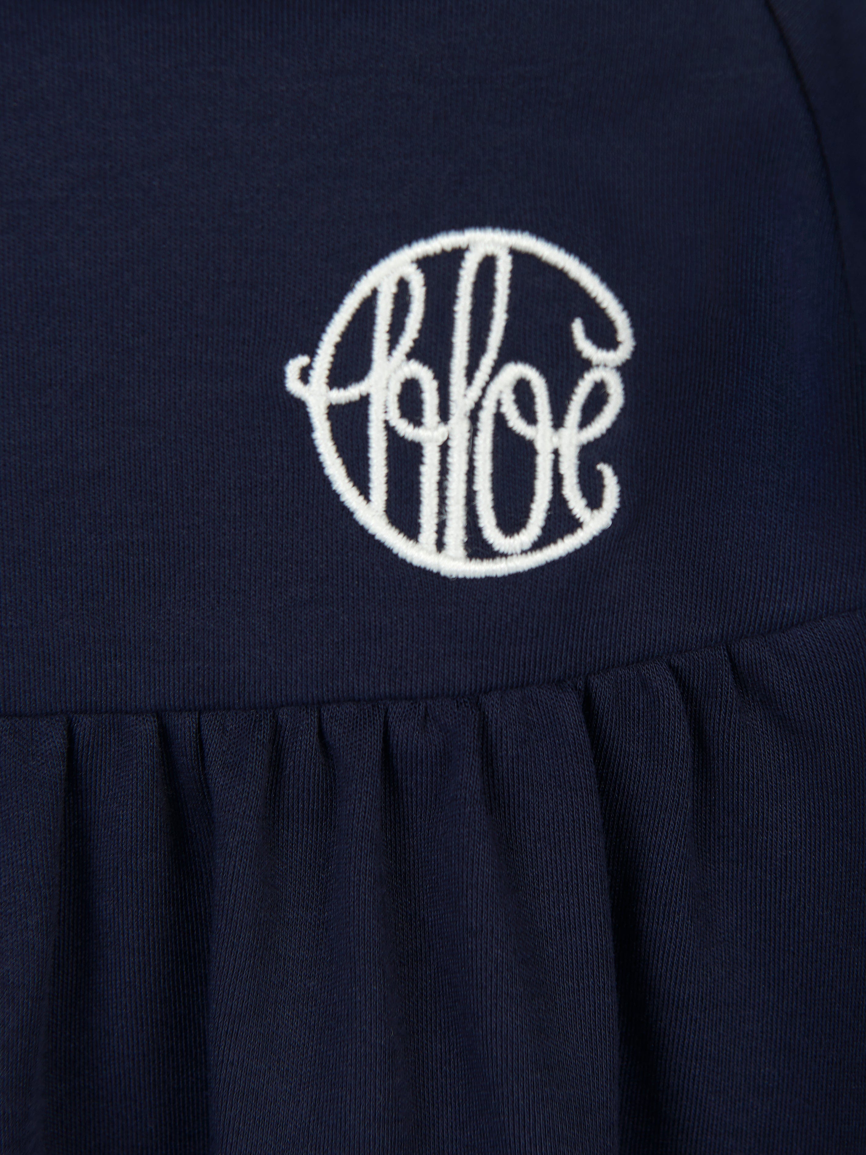 Chloé Girls Cotton Ruffle Dress in Navy